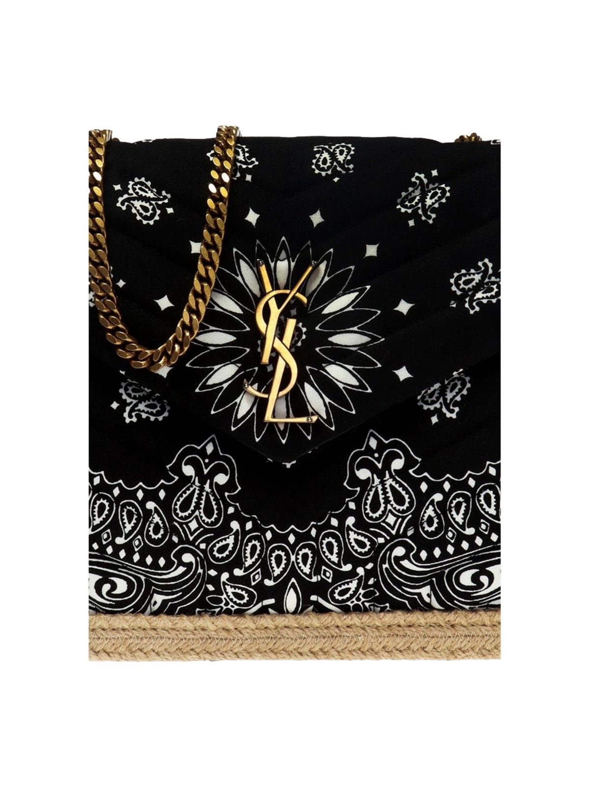 Saint Laurent Loulou Black Paisley Quilted Cross Body Bag
