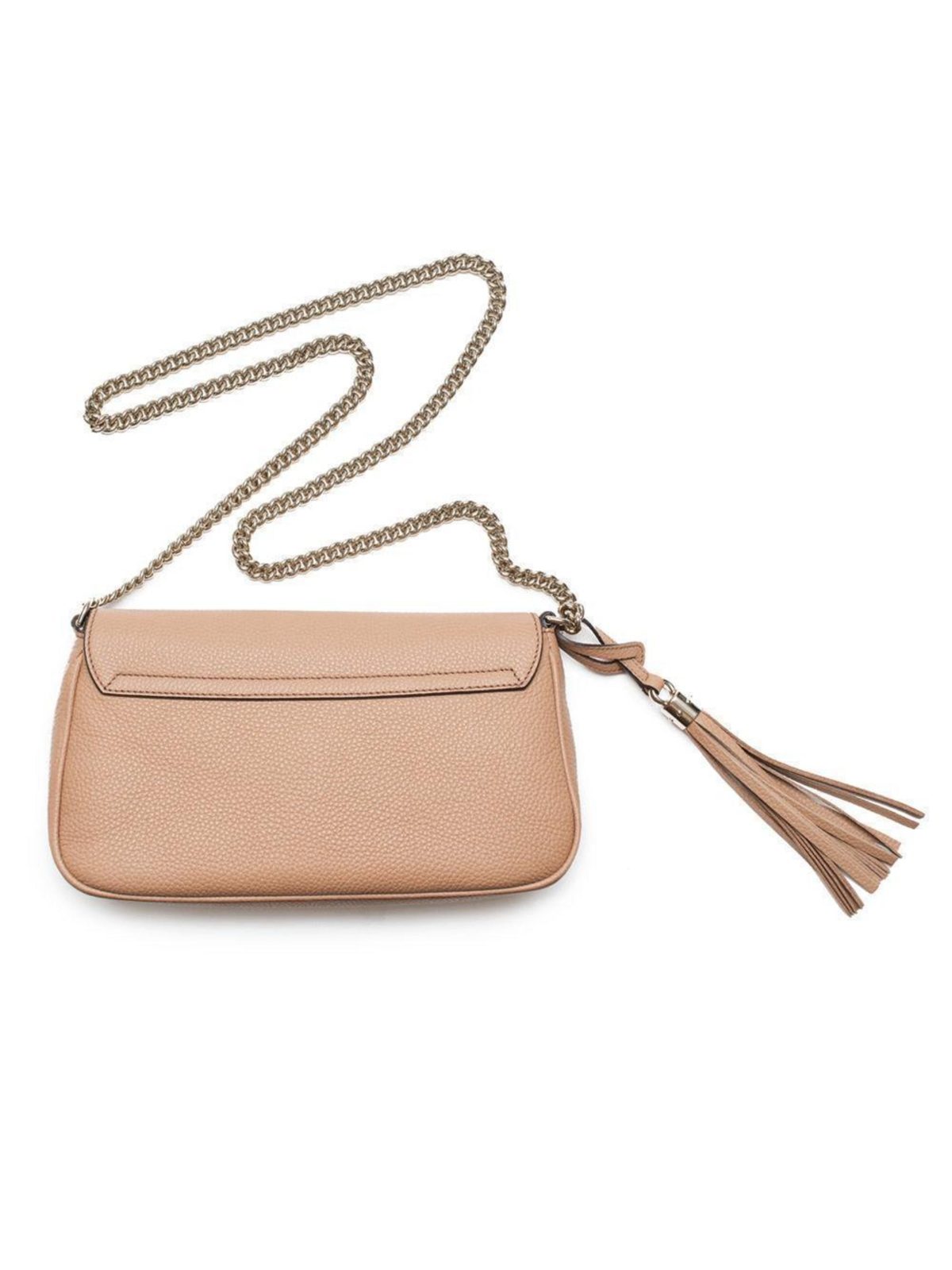 Gucci Soho Disco Beige GG Leather Tassel Chain Crossbody Flap Bag