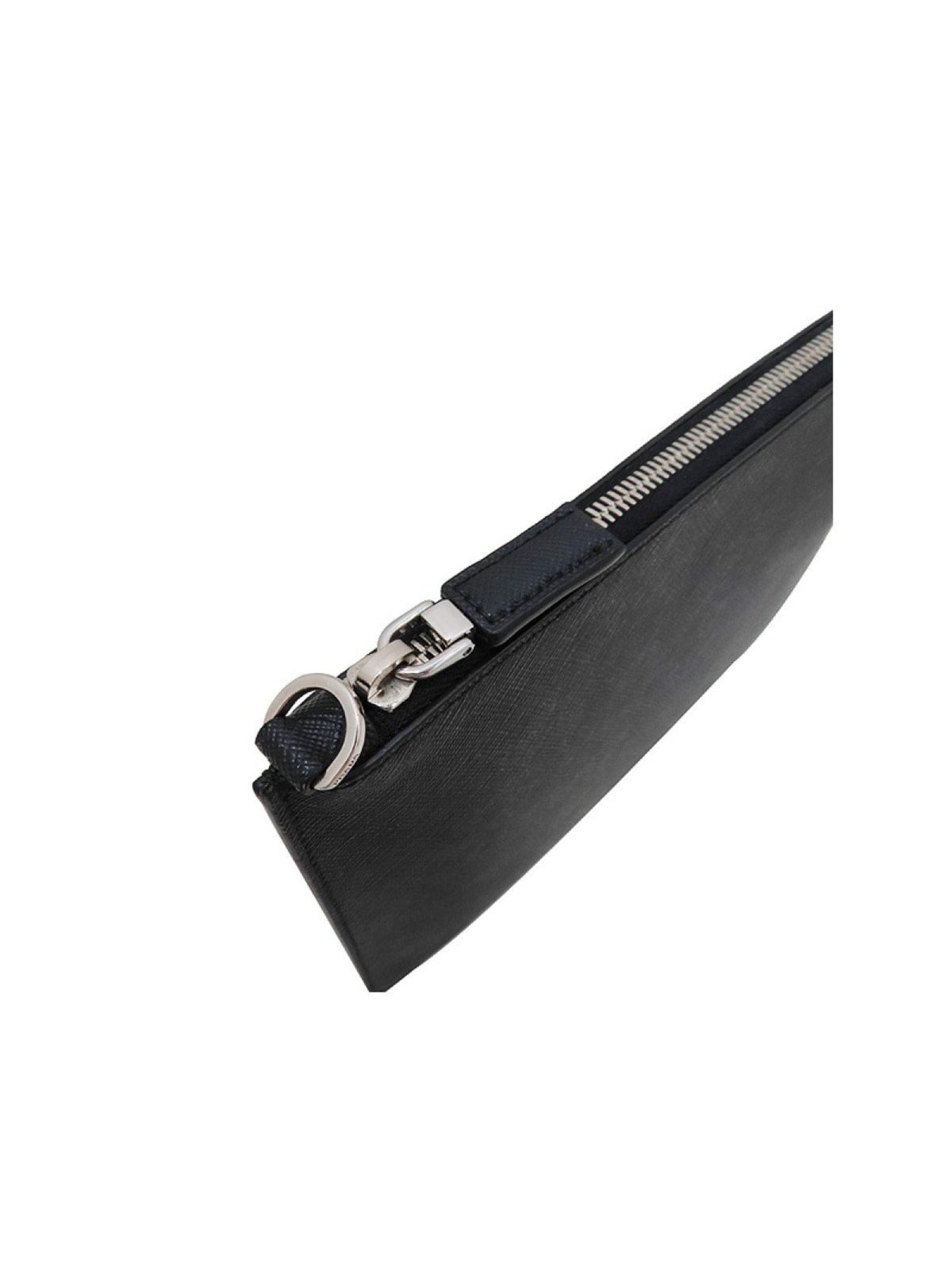 Prada Black Saffiano Voyage Leather Clutch Document Holder