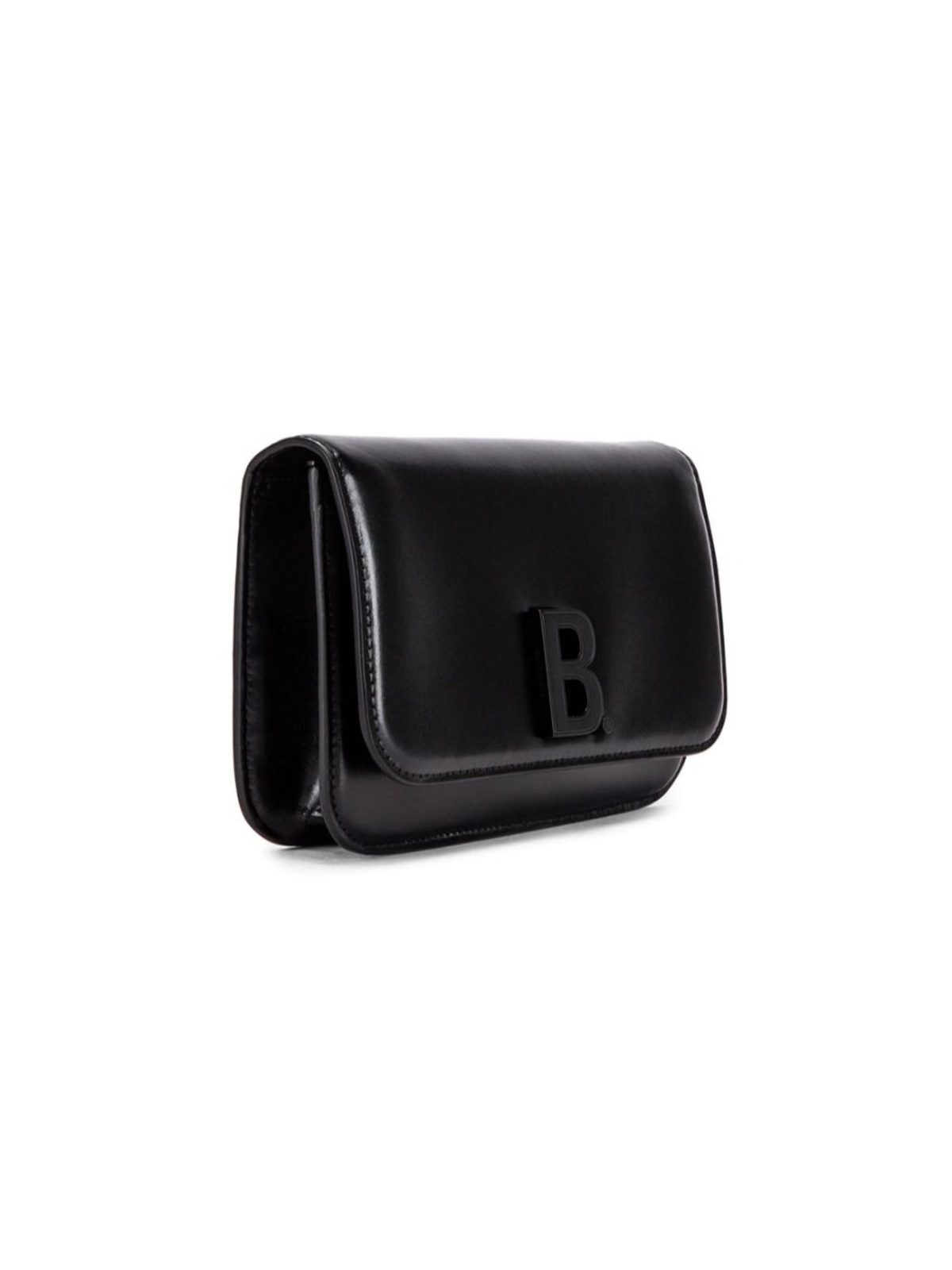 Balenciaga Black Shiny Calfskin Leather Chain Wallet Shoulder Bag