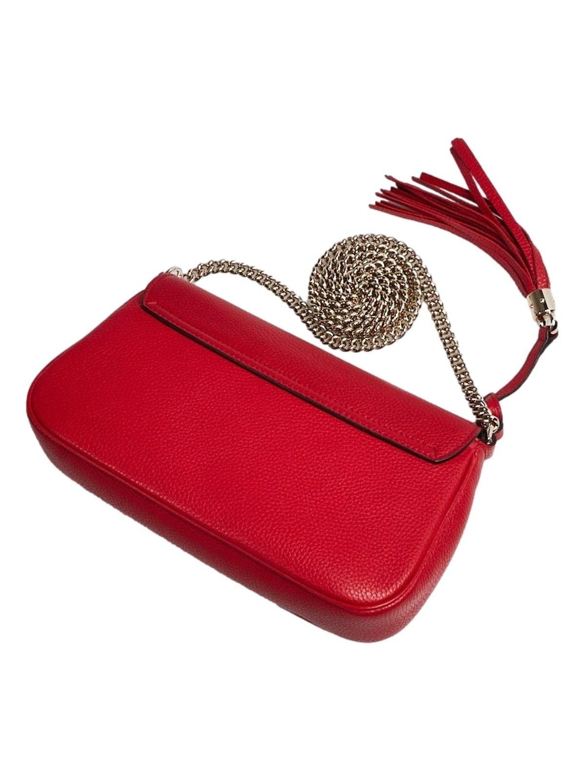 Gucci Soho Disco GG Tassel Chain Crossbody Flap Leather Bag Red