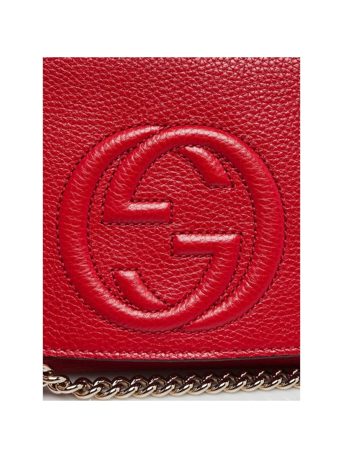 Gucci Soho Disco GG Tassel Chain Crossbody Flap Leather Bag Red