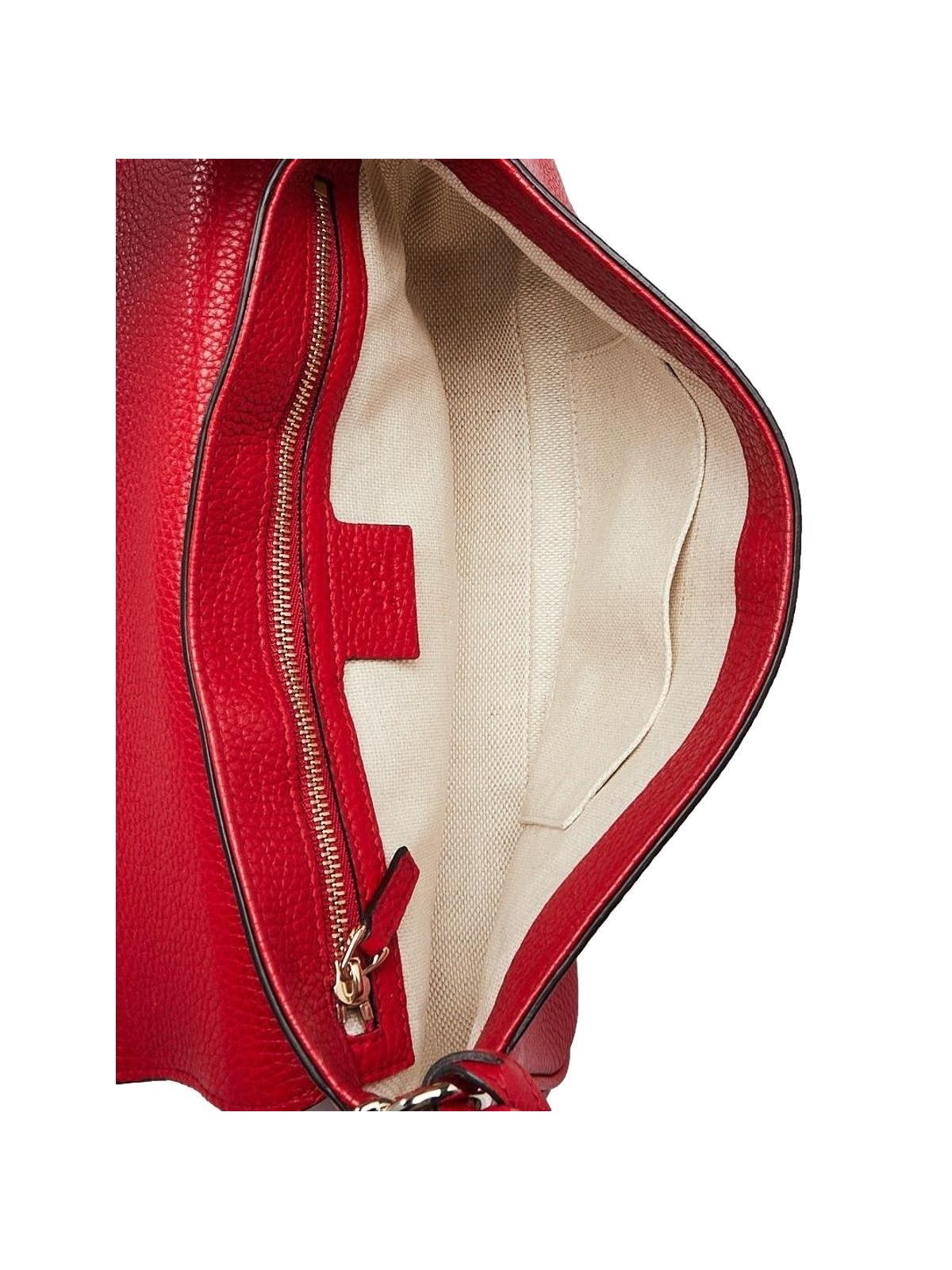Gucci Soho Disco GG Tassel Chain Crossbody Flap Leather Bag Red