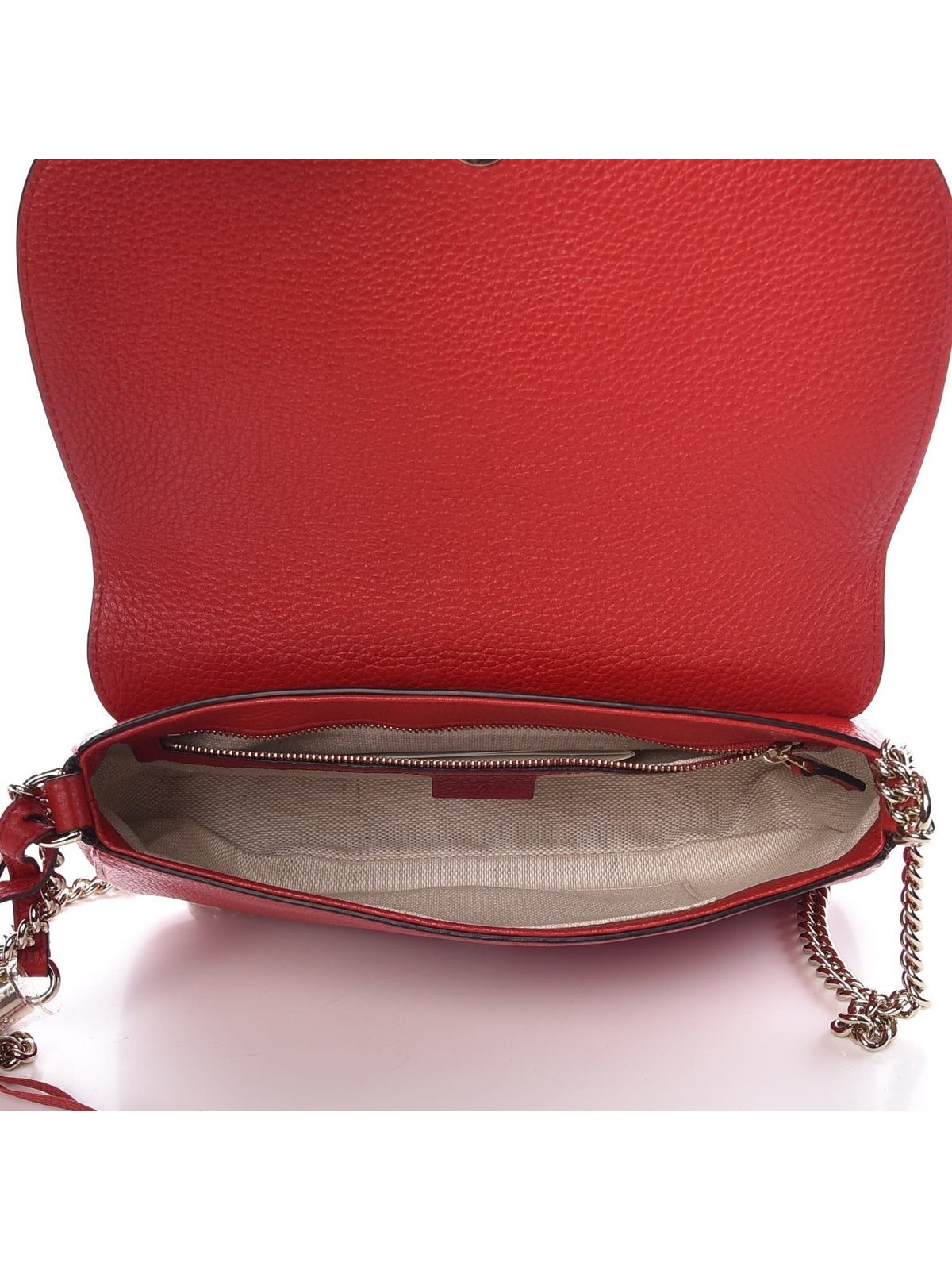 Gucci Soho Disco GG Tassel Chain Crossbody Flap Leather Bag Red