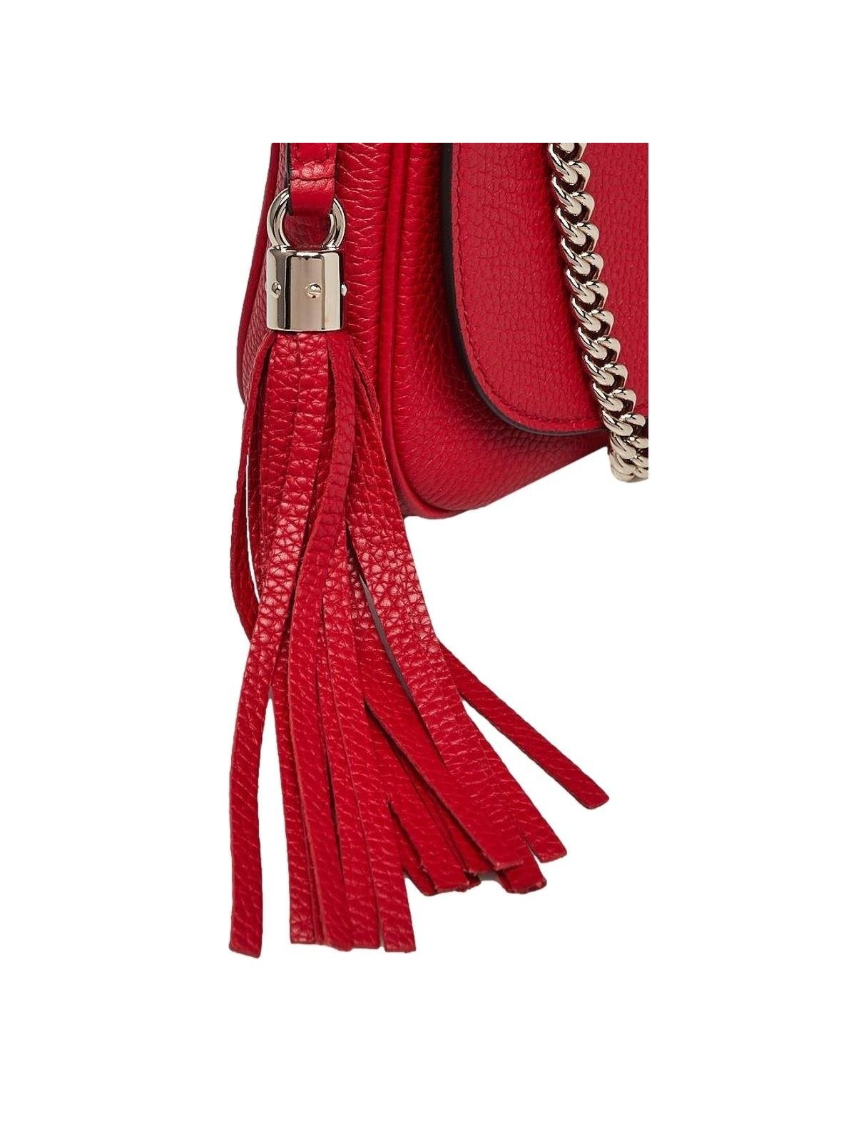 Gucci Soho Disco GG Tassel Chain Crossbody Flap Leather Bag Red