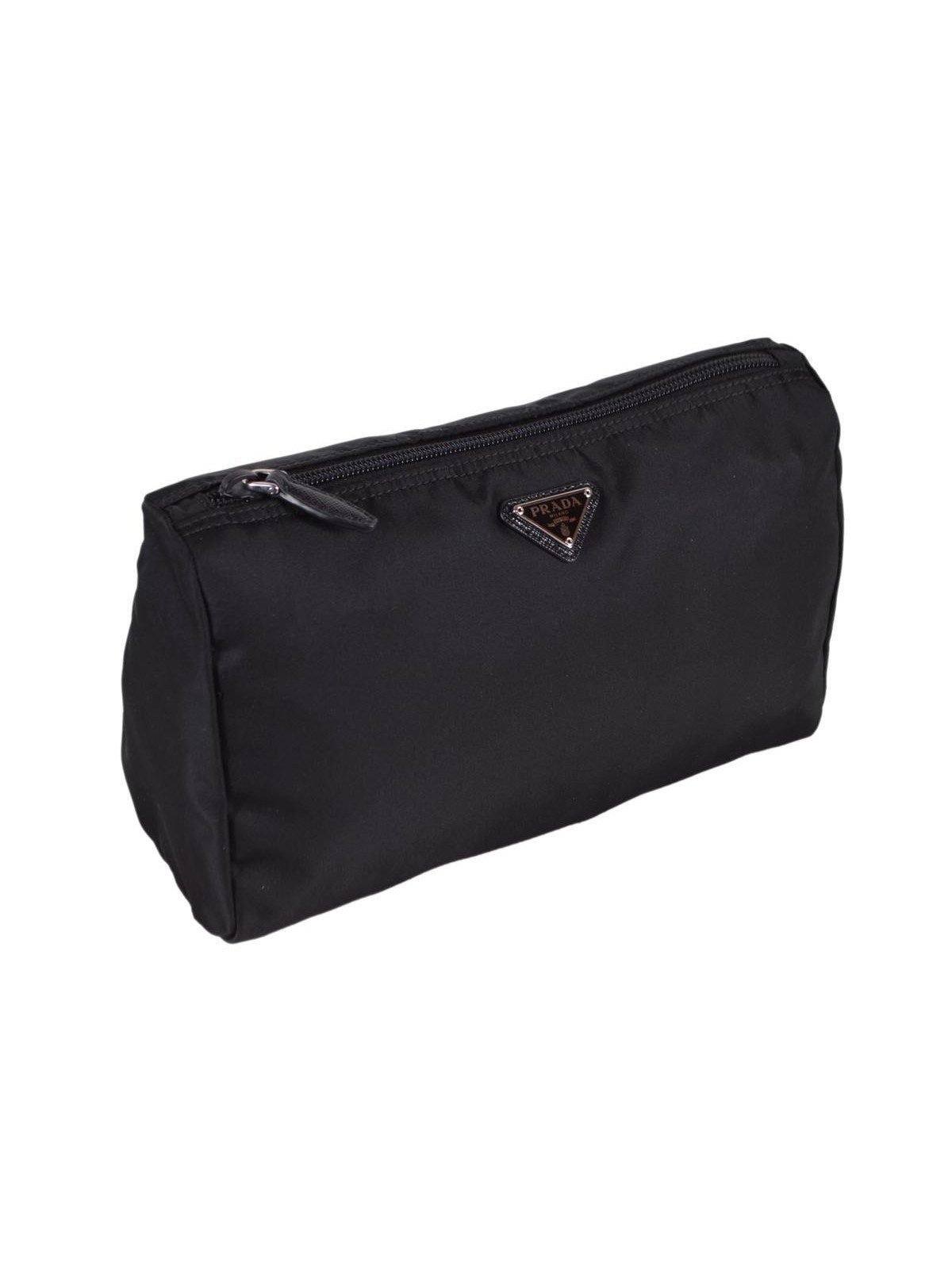 Prada Black Tessuto Nylon Medium Cosmetic Case Clutch