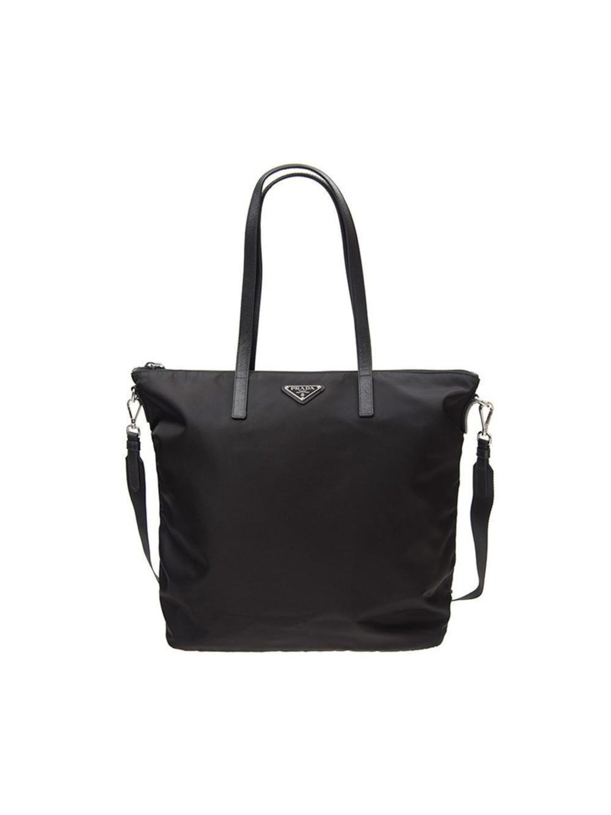 Prada Tessuto Nylon Black Convertible Shopping Tote