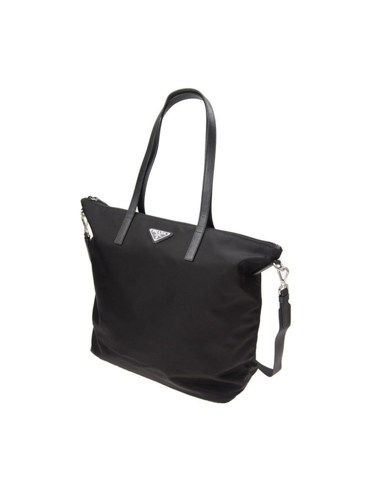 Prada Tessuto Nylon Black Convertible Shopping Tote