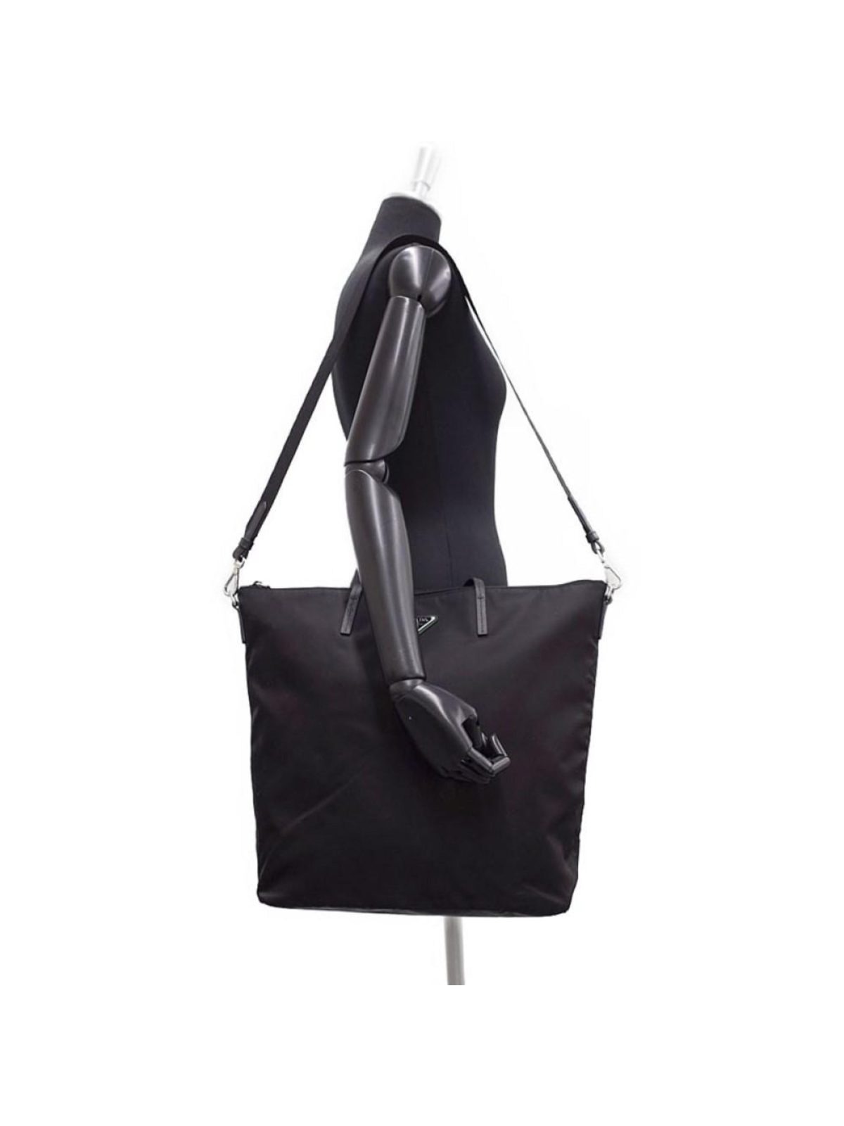 Prada Tessuto Nylon Black Convertible Shopping Tote
