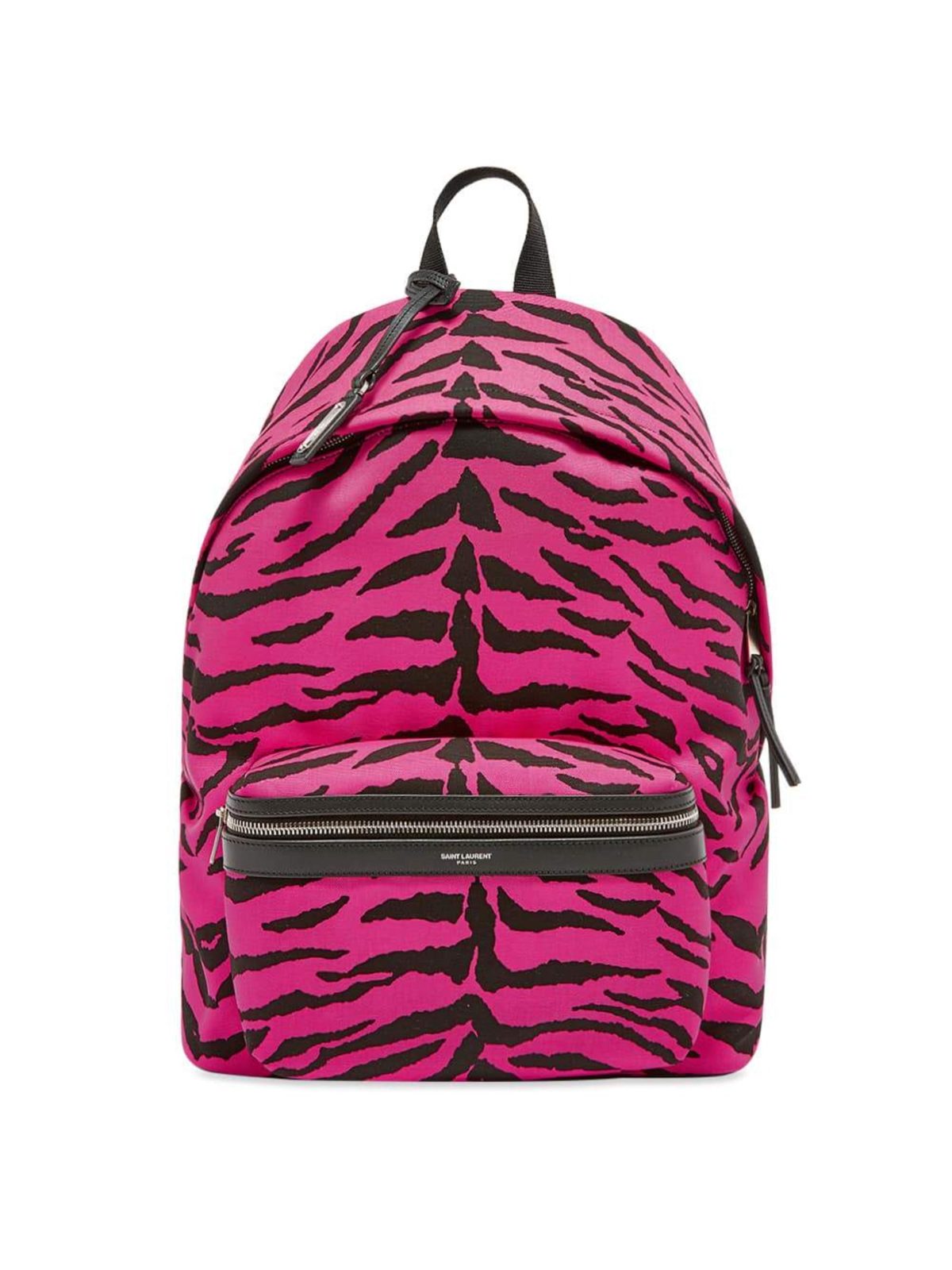 Saint Laurent City Backpack Pink Zebra Print Cotton Leather Trim