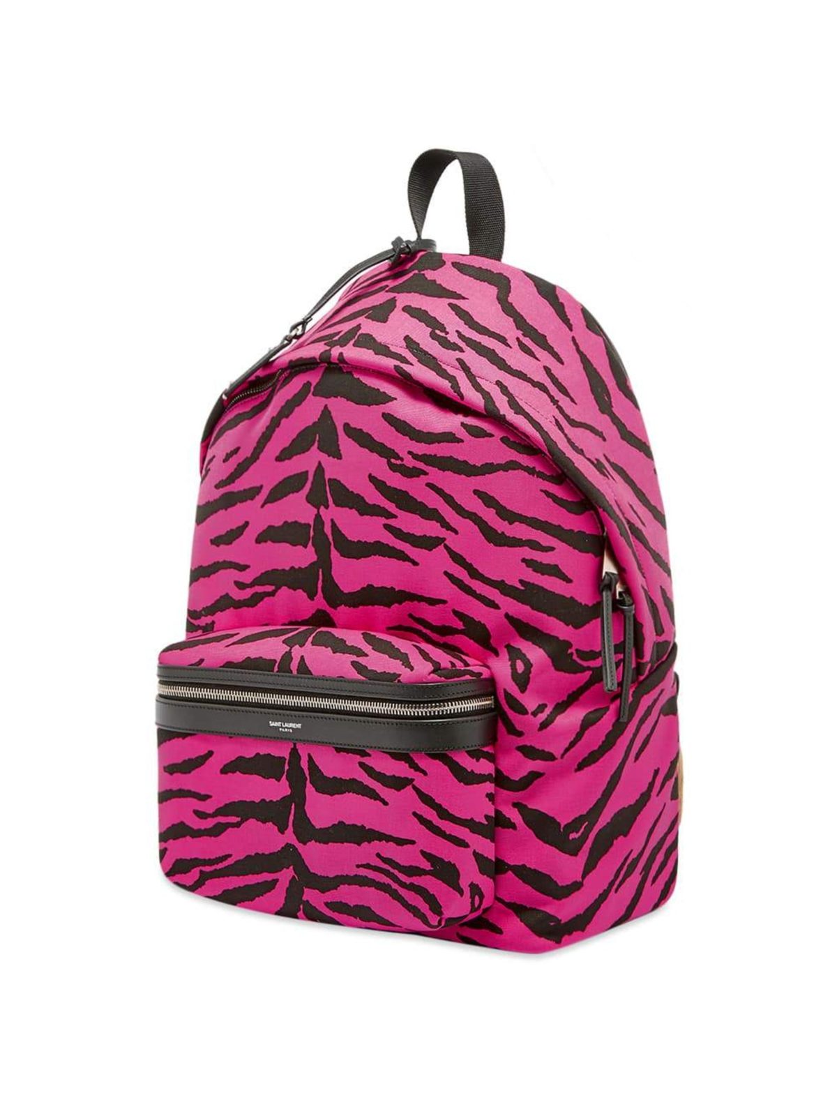 Saint Laurent City Backpack Pink Zebra Print Cotton Leather Trim