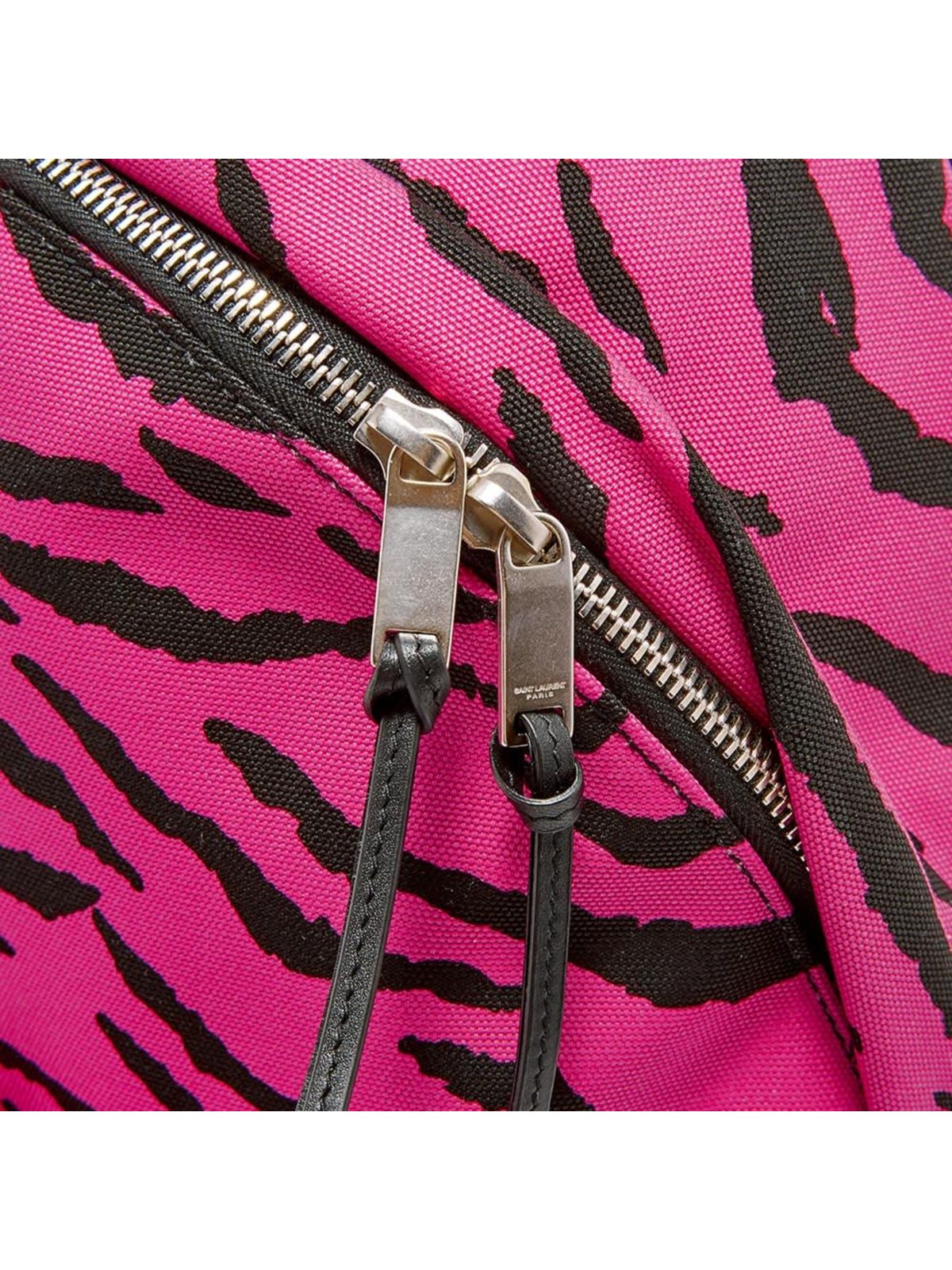 Saint Laurent City Backpack Pink Zebra Print Cotton Leather Trim