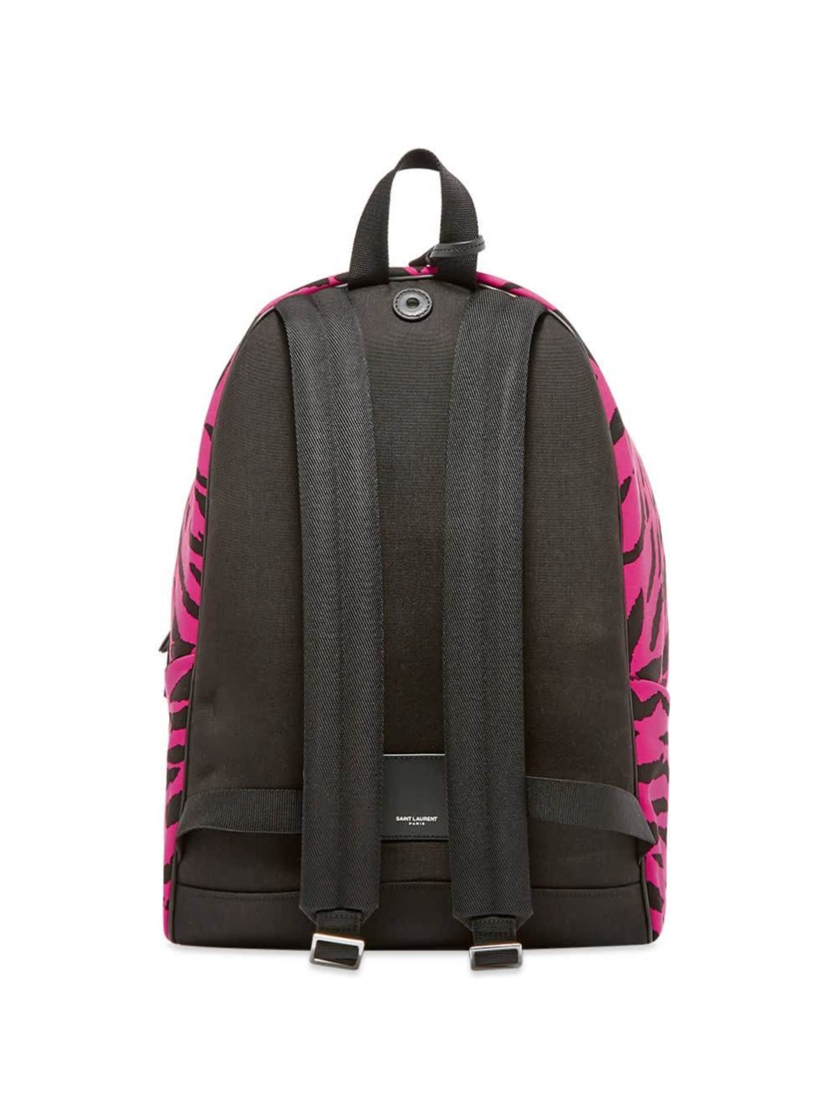 Saint Laurent City Backpack Pink Zebra Print Cotton Leather Trim