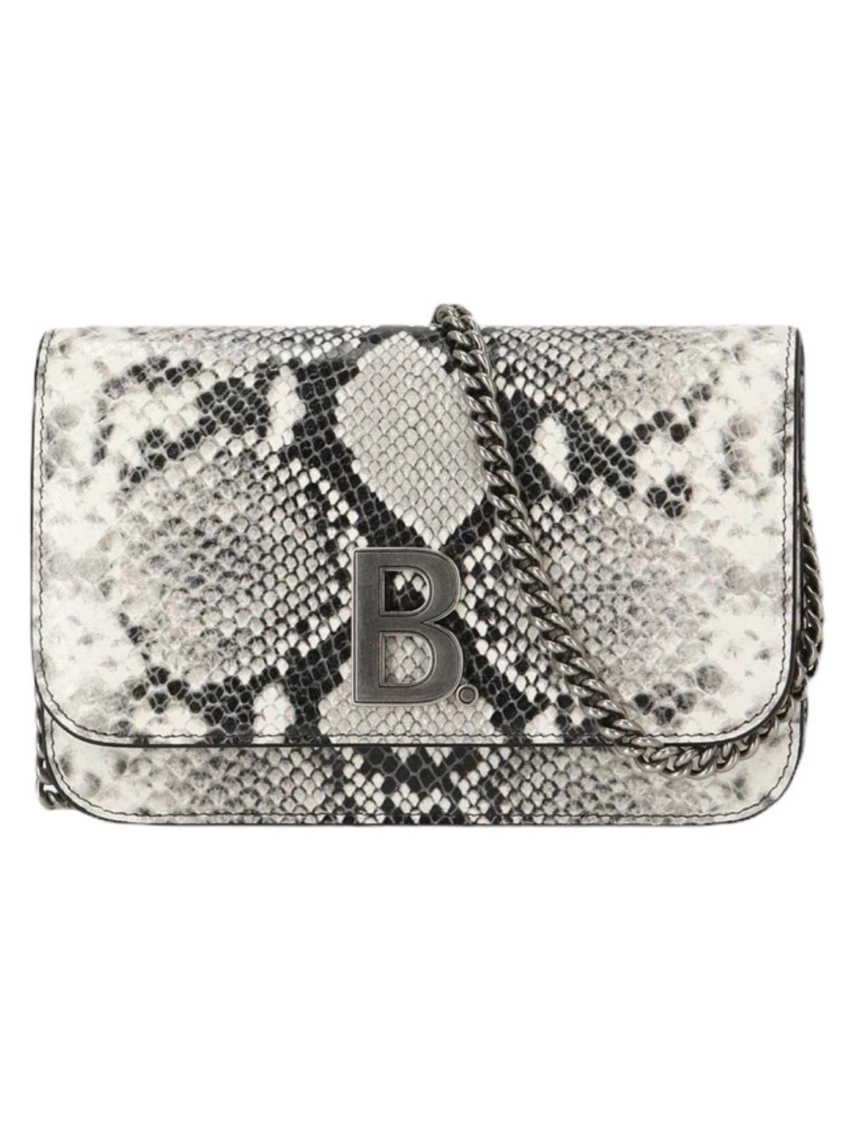 Balenciaga B Python Print Calfskin Leather Wallet on Chain Bag