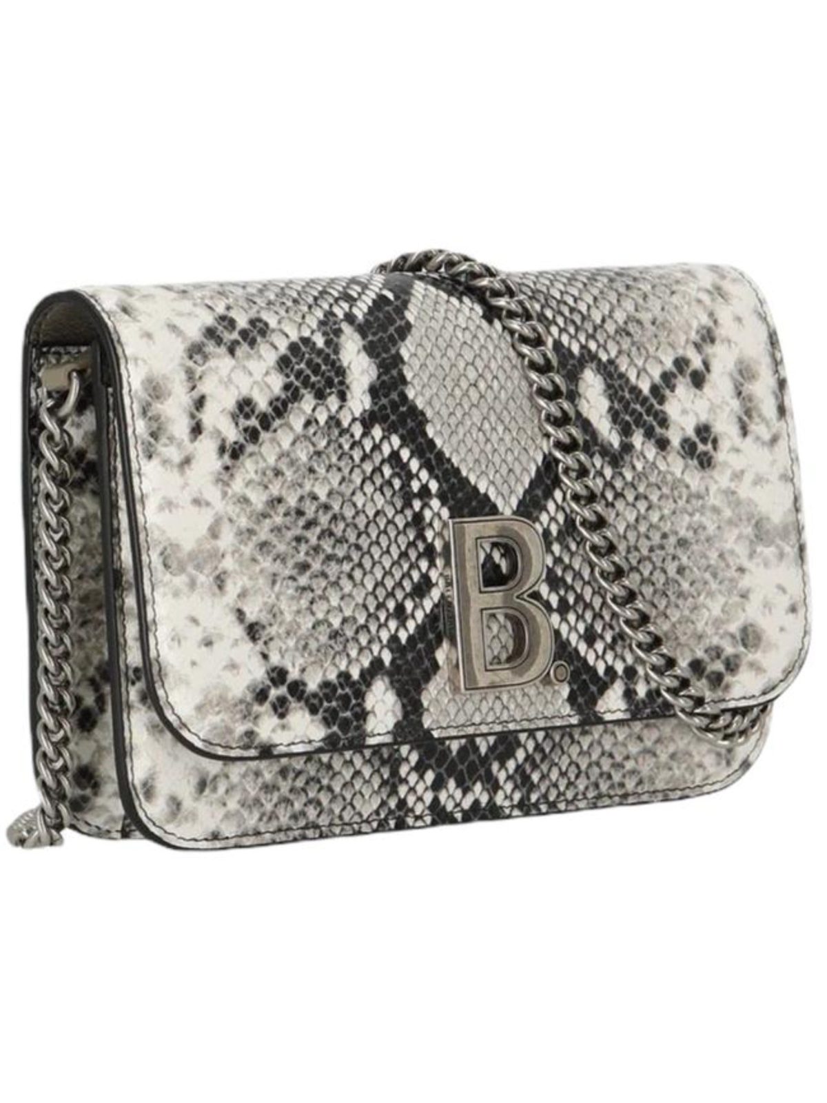 Balenciaga B Python Print Calfskin Leather Wallet on Chain Bag