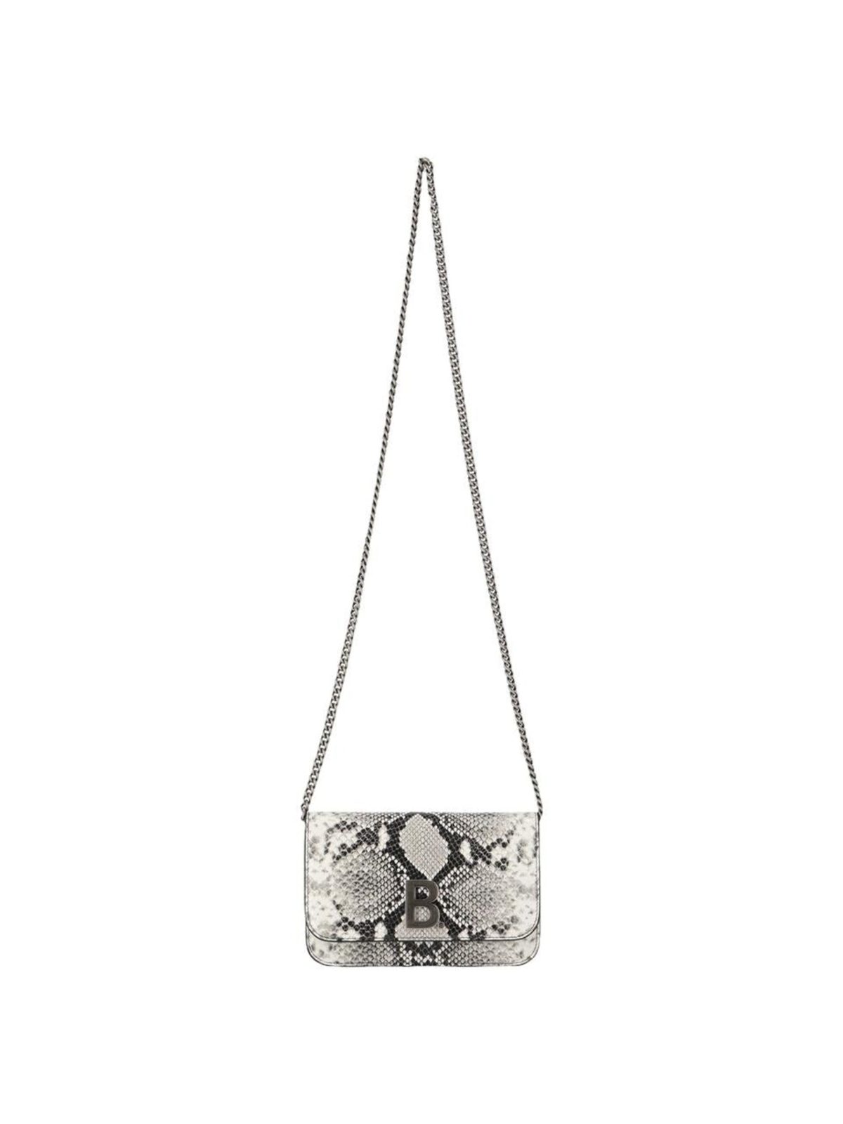 Balenciaga B Python Print Calfskin Leather Wallet on Chain Bag