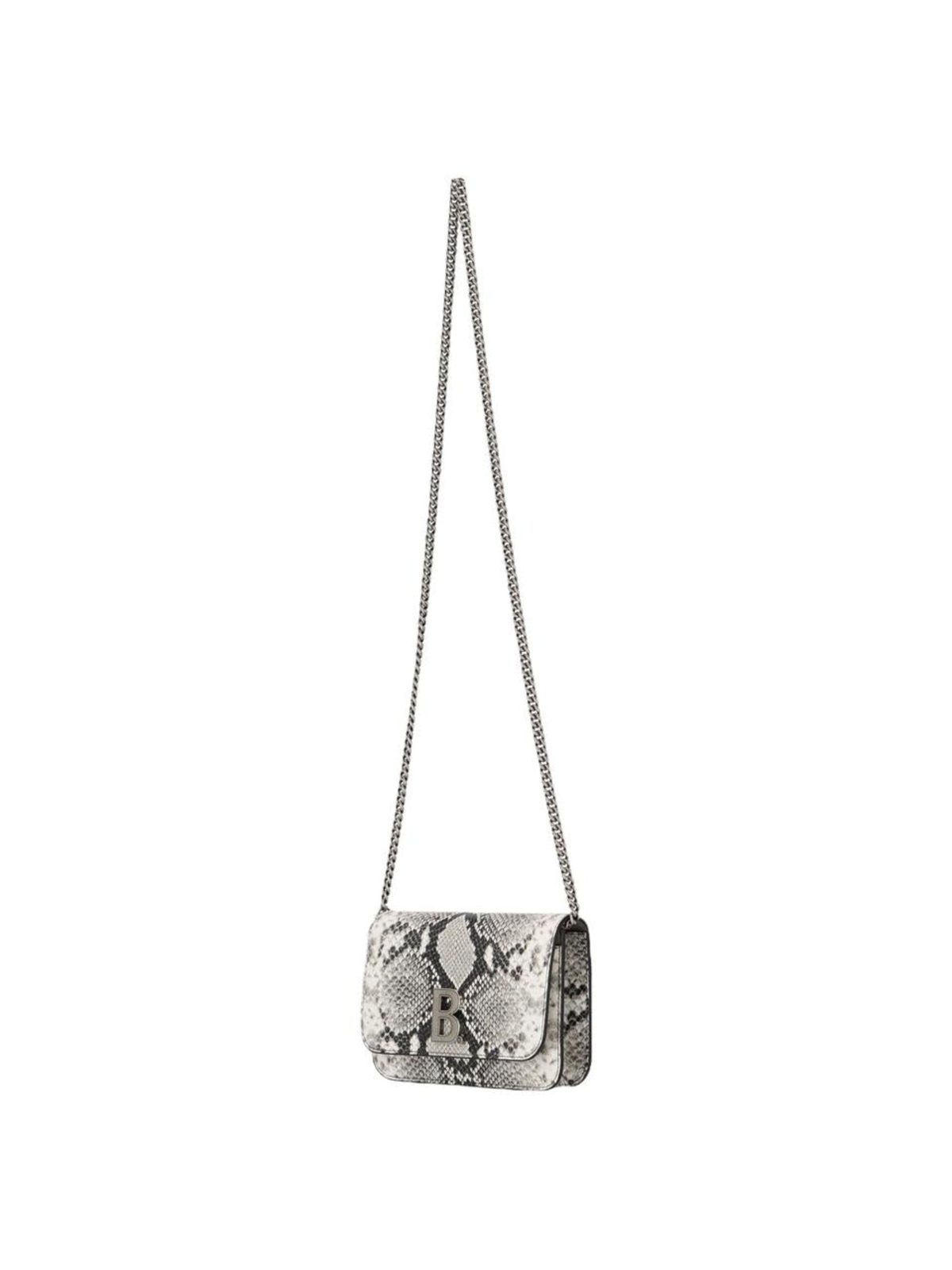 Balenciaga B Python Print Calfskin Leather Wallet on Chain Bag