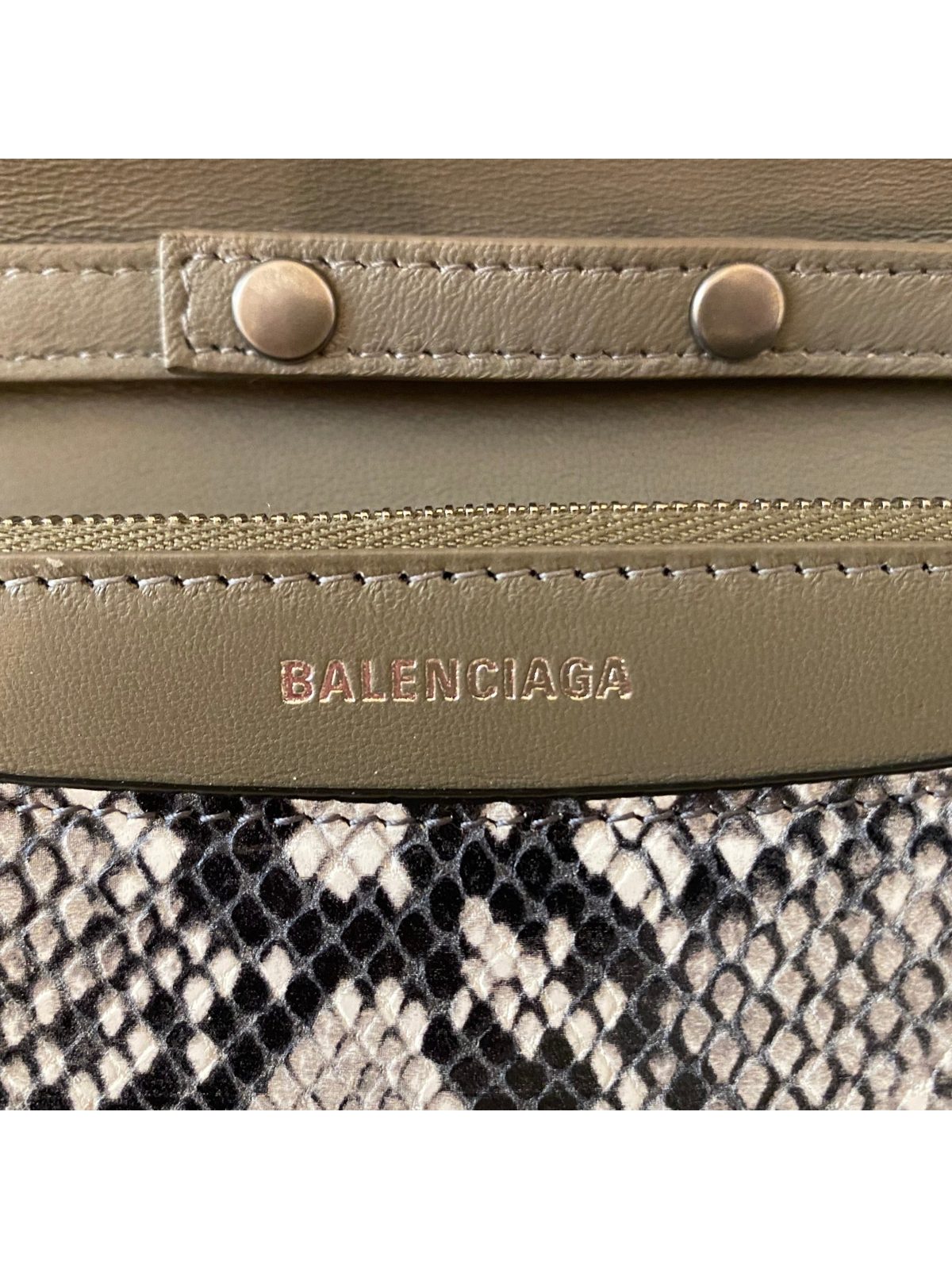 Balenciaga B Python Print Calfskin Leather Wallet on Chain Bag