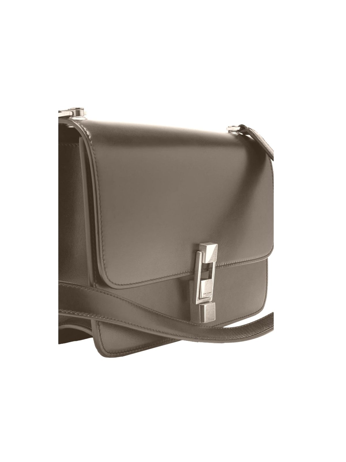 Saint Laurent Carré Shoulder Bag Taupe Calfskin Leather