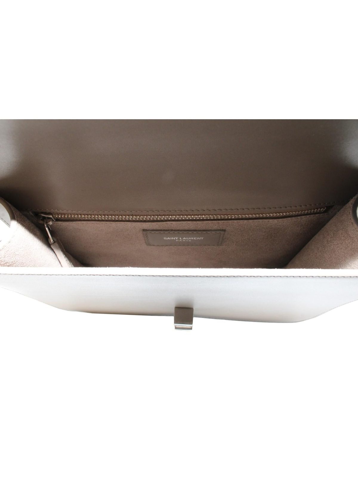 Saint Laurent Carré Shoulder Bag Taupe Calfskin Leather