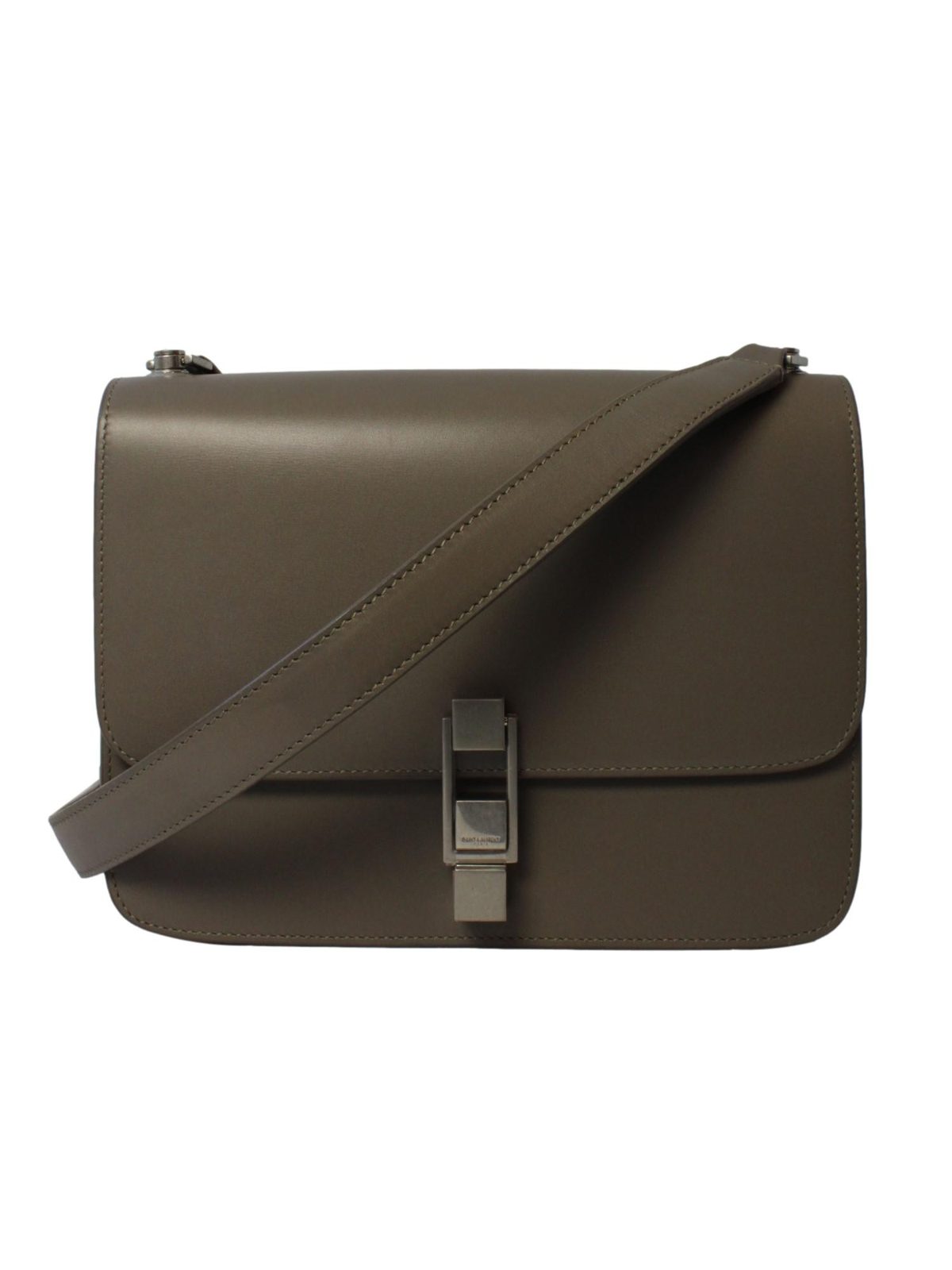 Saint Laurent Carré Shoulder Bag Taupe Calfskin Leather