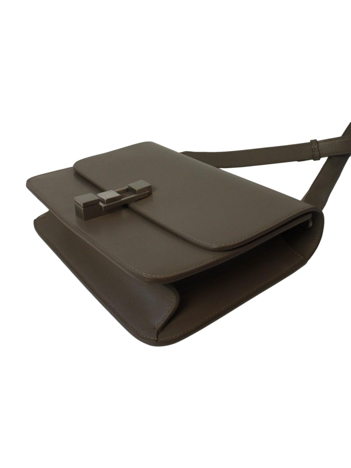 Saint Laurent Carré Shoulder Bag Taupe Calfskin Leather
