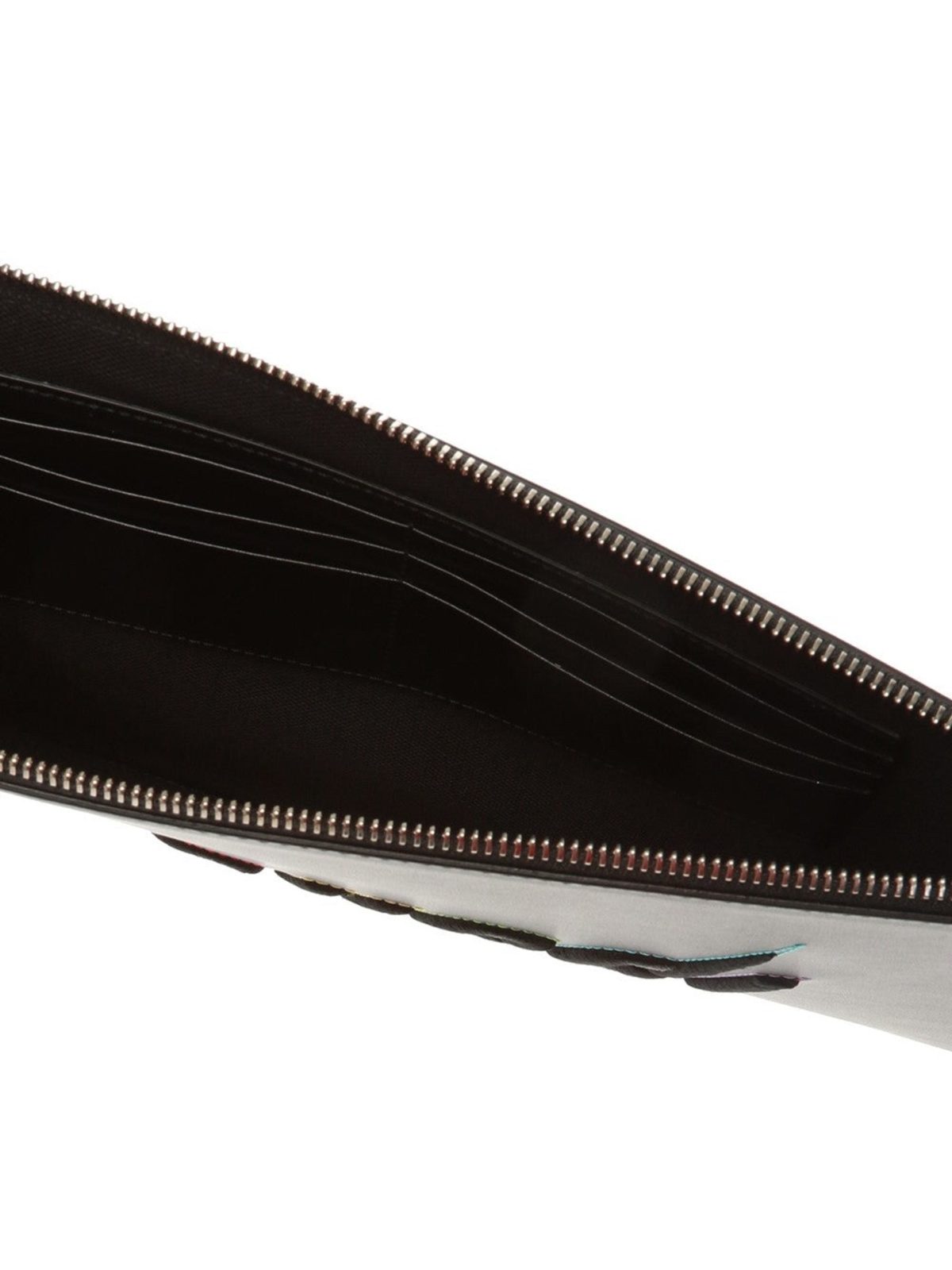 Gucci Blade Embroidered Black Leather Pouch Wristlet Clutch Bag