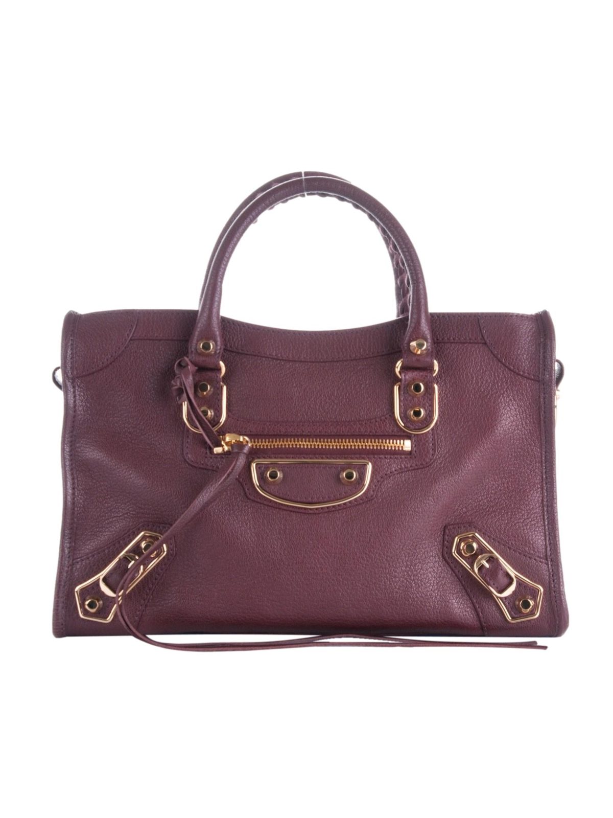 Balenciaga City Small Purple Goat Leather Shoulder Bag with Gold Hardware