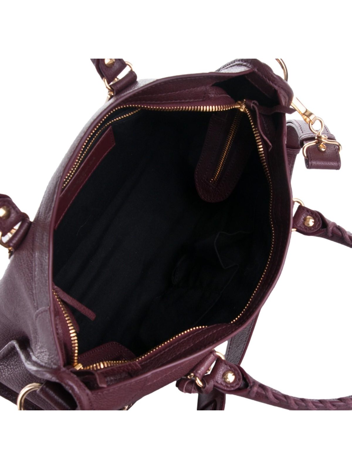 Balenciaga City Small Purple Goat Leather Shoulder Bag with Gold Hardware