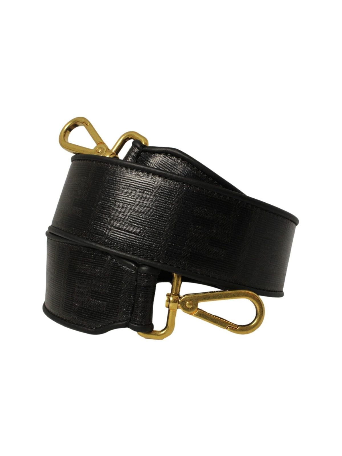 Fendi Strap You FF Zucca Black Glazed Canvas Shoulder Strap