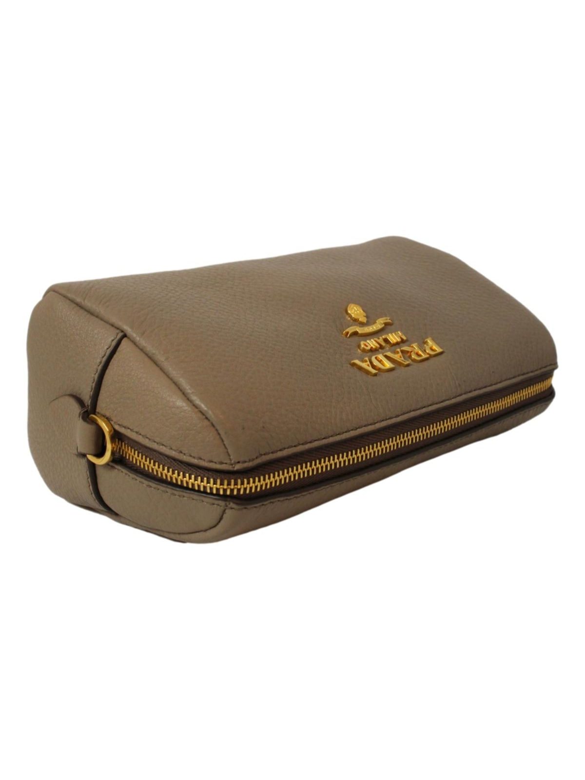 Prada Vitello Daino Argilla Grey Leather Cosmetic Pouch