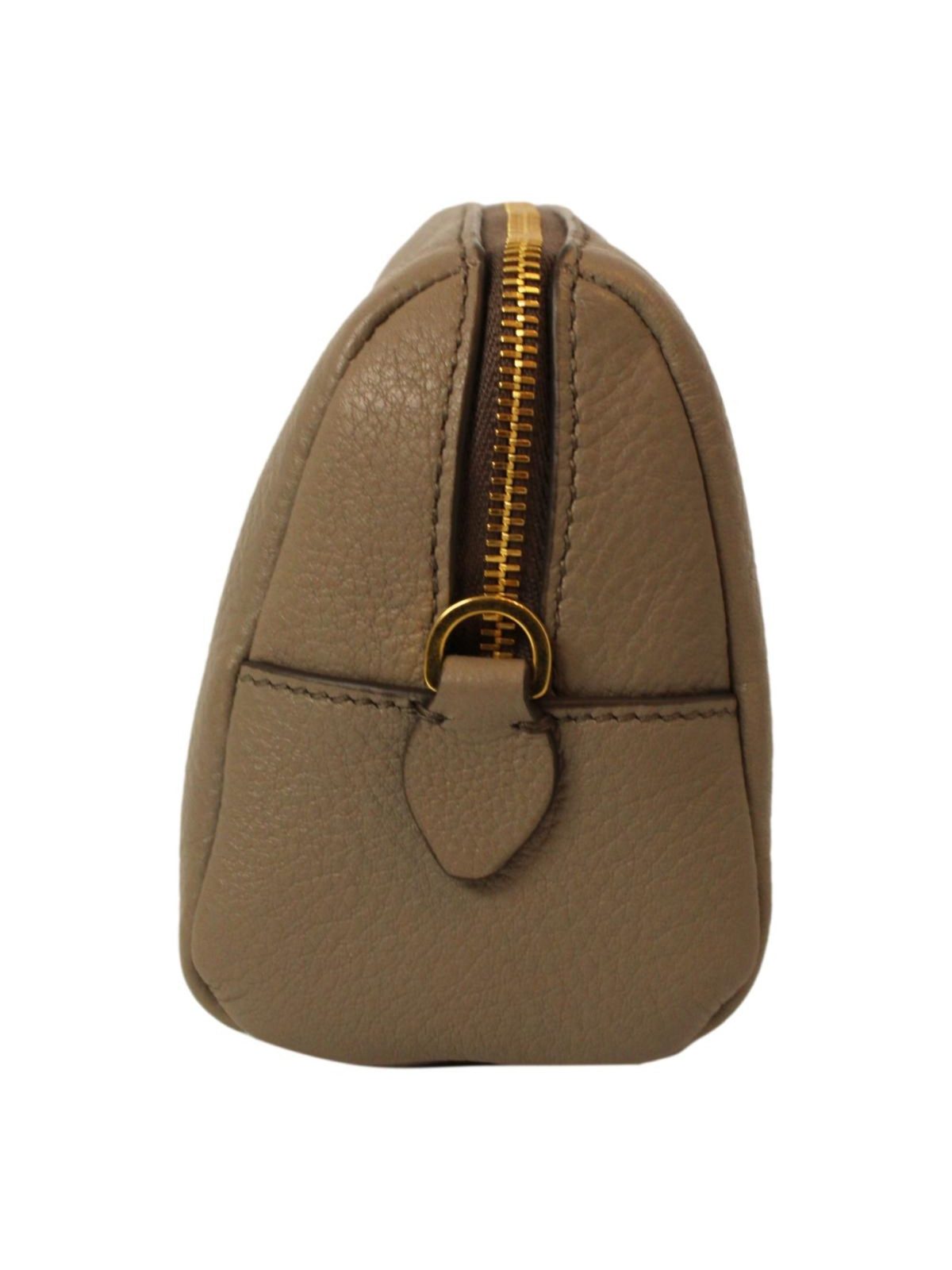 Prada Vitello Daino Argilla Grey Leather Cosmetic Pouch