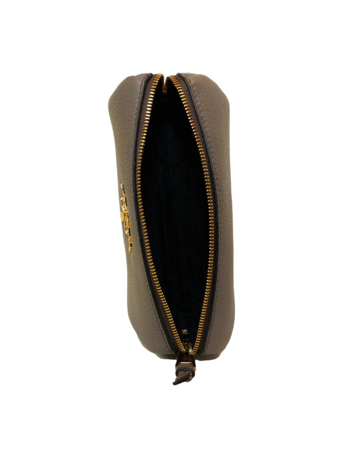 Prada Vitello Daino Argilla Grey Leather Cosmetic Pouch
