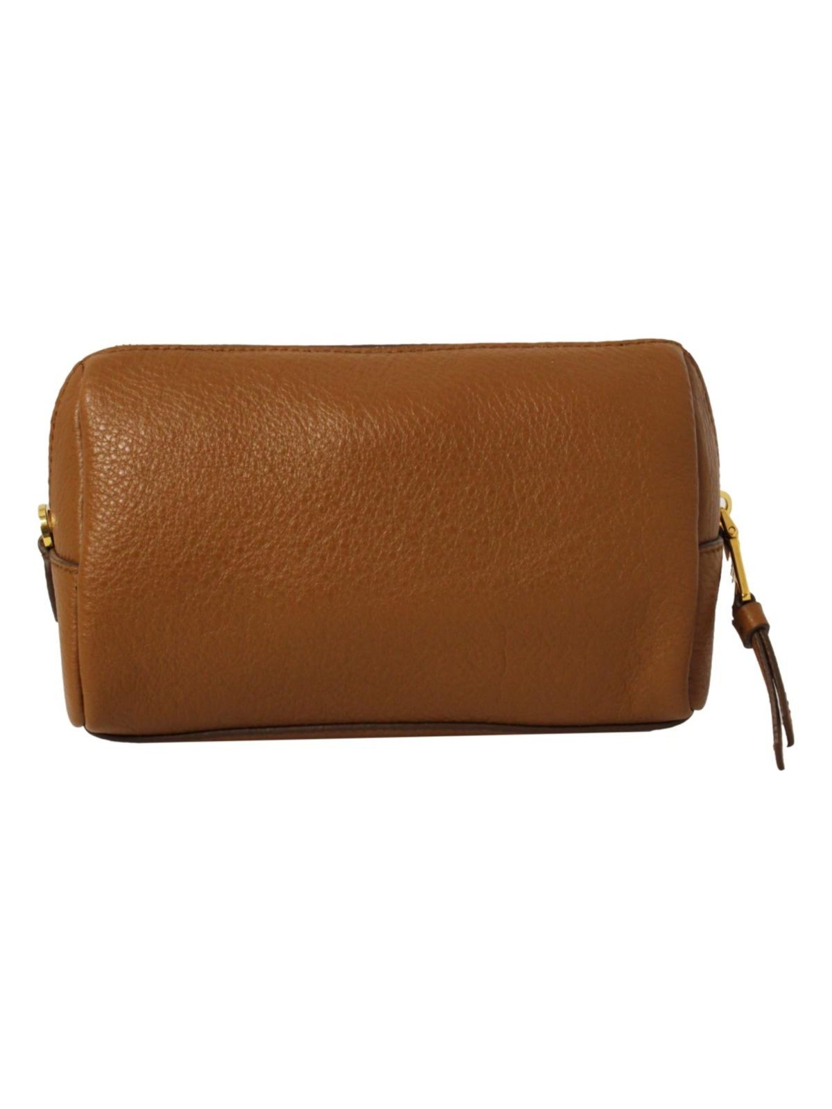 Prada Brown Leather Cosmetic Pouch Clutch Bag Vitello Daino