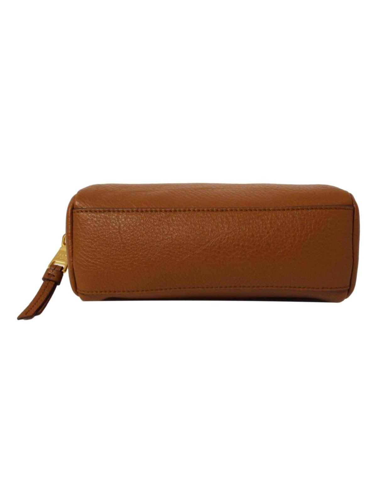 Prada Brown Leather Cosmetic Pouch Clutch Bag Vitello Daino