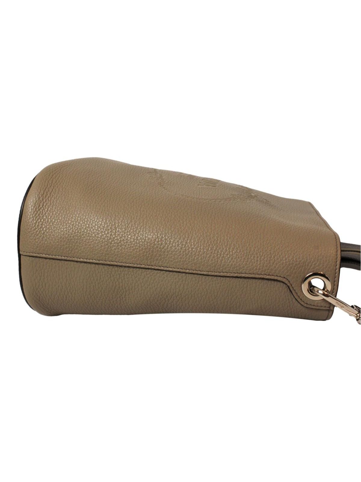 Prada Vitello Phenix Grey Leather Stripe Strap Bucket Bag Crossbody