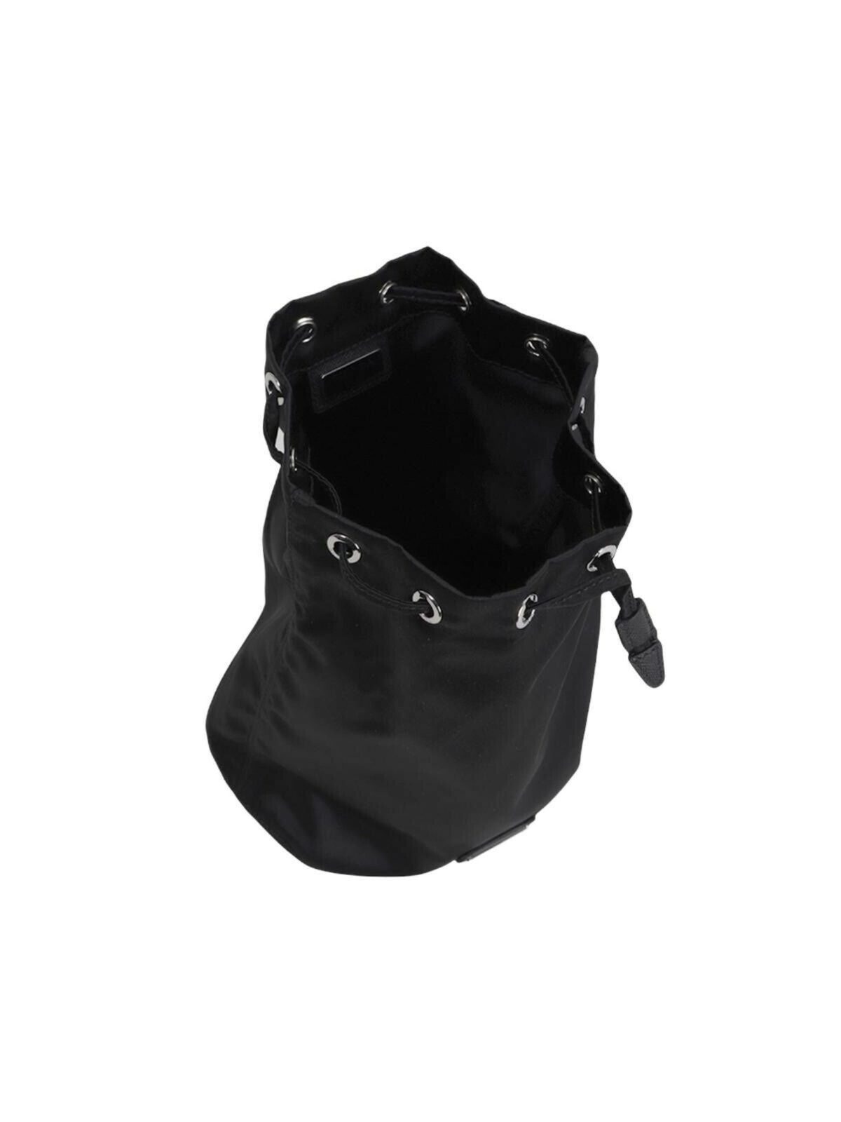 Prada Black Tessuto Nylon Triangle Logo Drawstring Bucket Bag