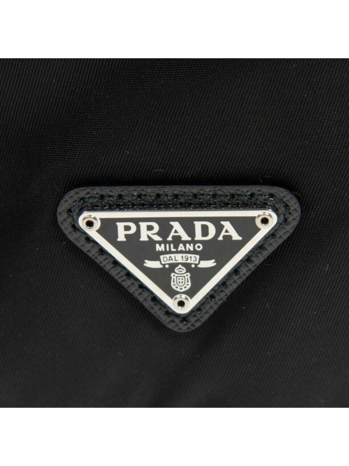 Prada Black Tessuto Nylon Triangle Logo Drawstring Bucket Bag