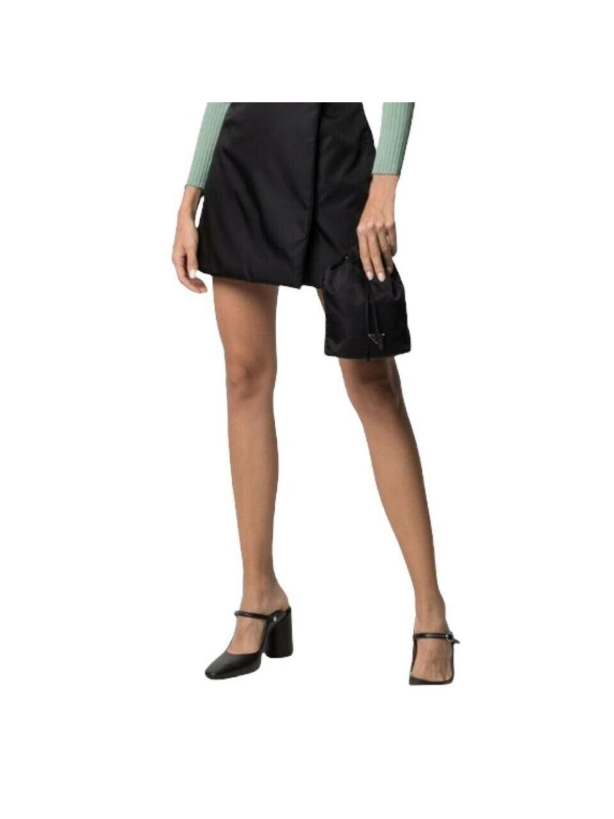 Prada Black Tessuto Nylon Triangle Logo Drawstring Bucket Bag