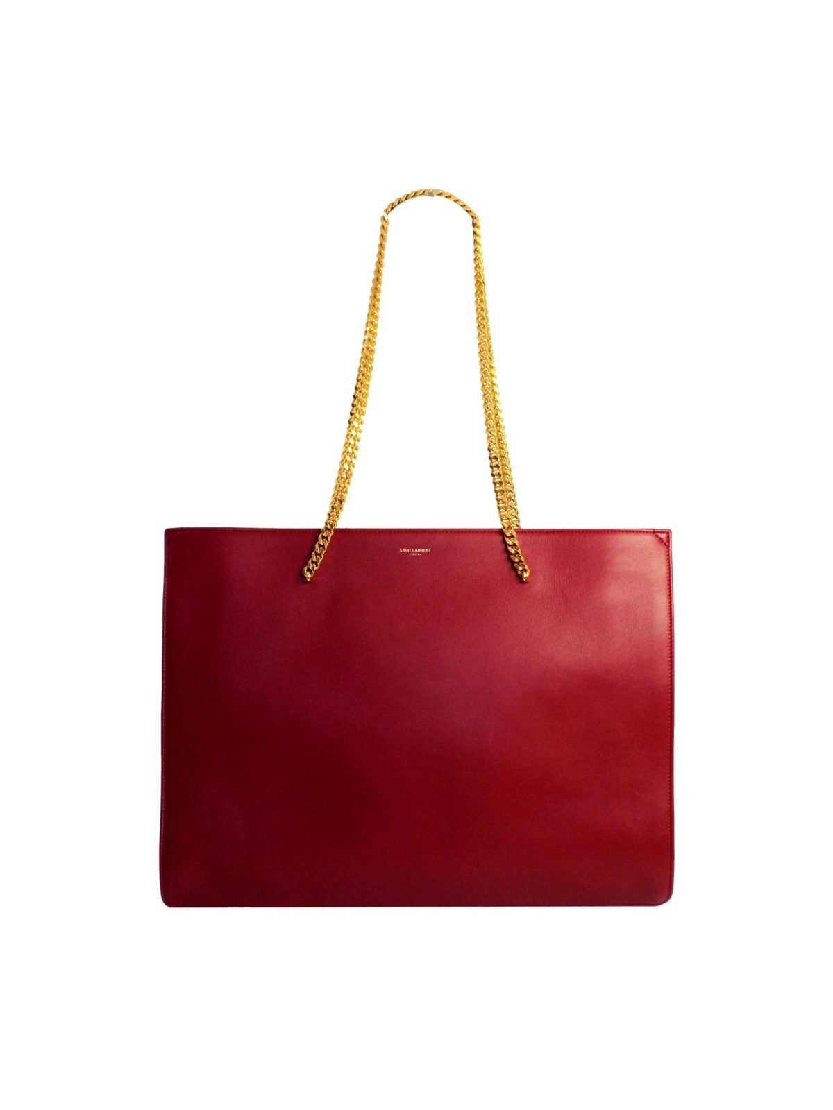 Saint Laurent Siena Ultra Lux Red Calf Leather Chain Shoulder Tote Bag