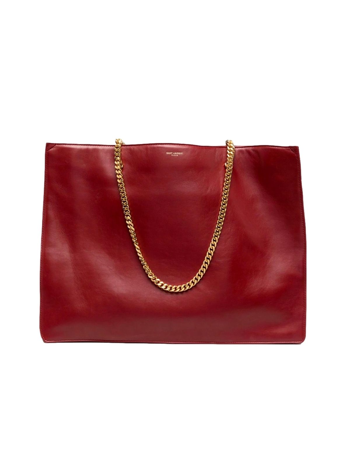 Saint Laurent Siena Ultra Lux Red Calf Leather Chain Shoulder Tote Bag