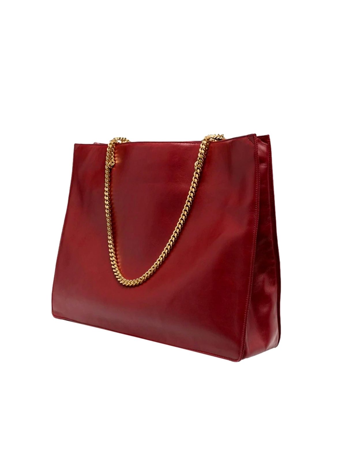 Saint Laurent Siena Ultra Lux Red Calf Leather Chain Shoulder Tote Bag
