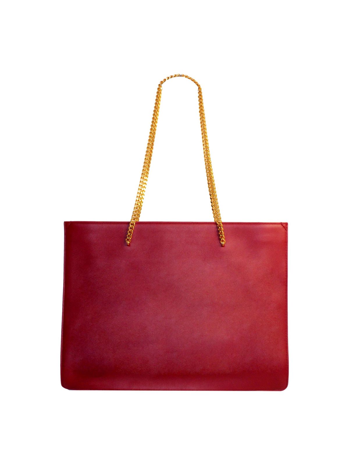 Saint Laurent Siena Ultra Lux Red Calf Leather Chain Shoulder Tote Bag