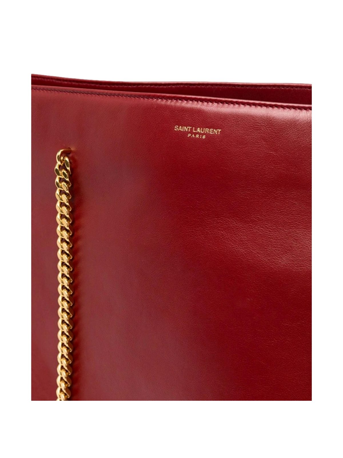 Saint Laurent Siena Ultra Lux Red Calf Leather Chain Shoulder Tote Bag