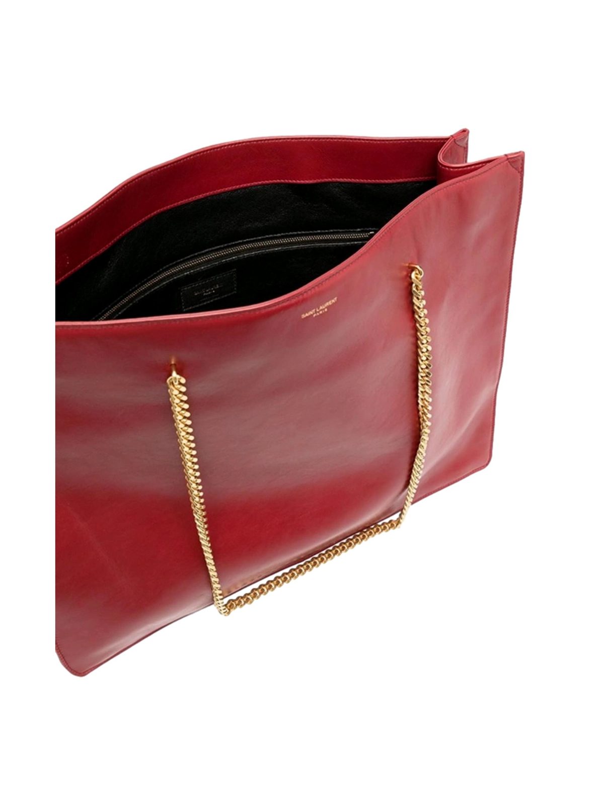 Saint Laurent Siena Ultra Lux Red Calf Leather Chain Shoulder Tote Bag