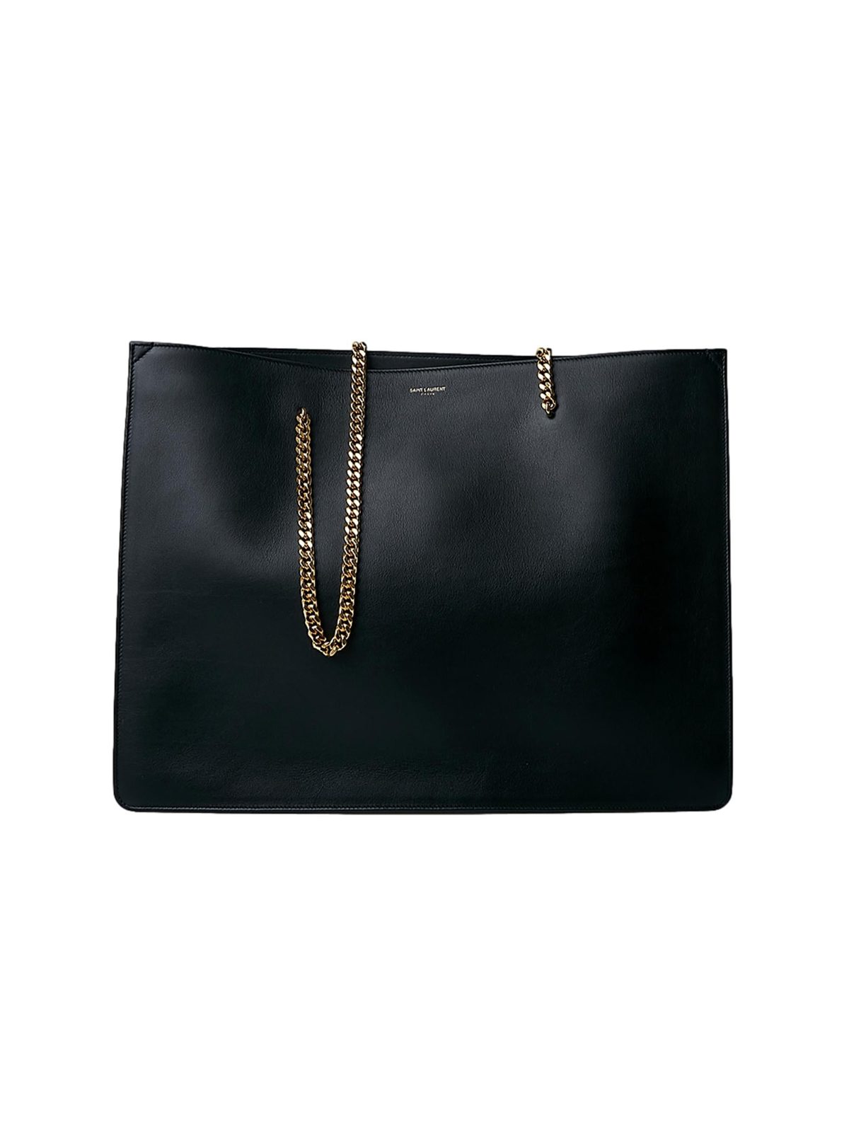 Saint Laurent Siena Ultra Lux Black Calf Leather Chain Shoulder Tote Bag