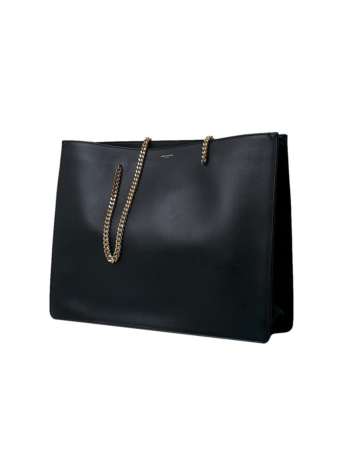 Saint Laurent Siena Ultra Lux Black Calf Leather Chain Shoulder Tote Bag