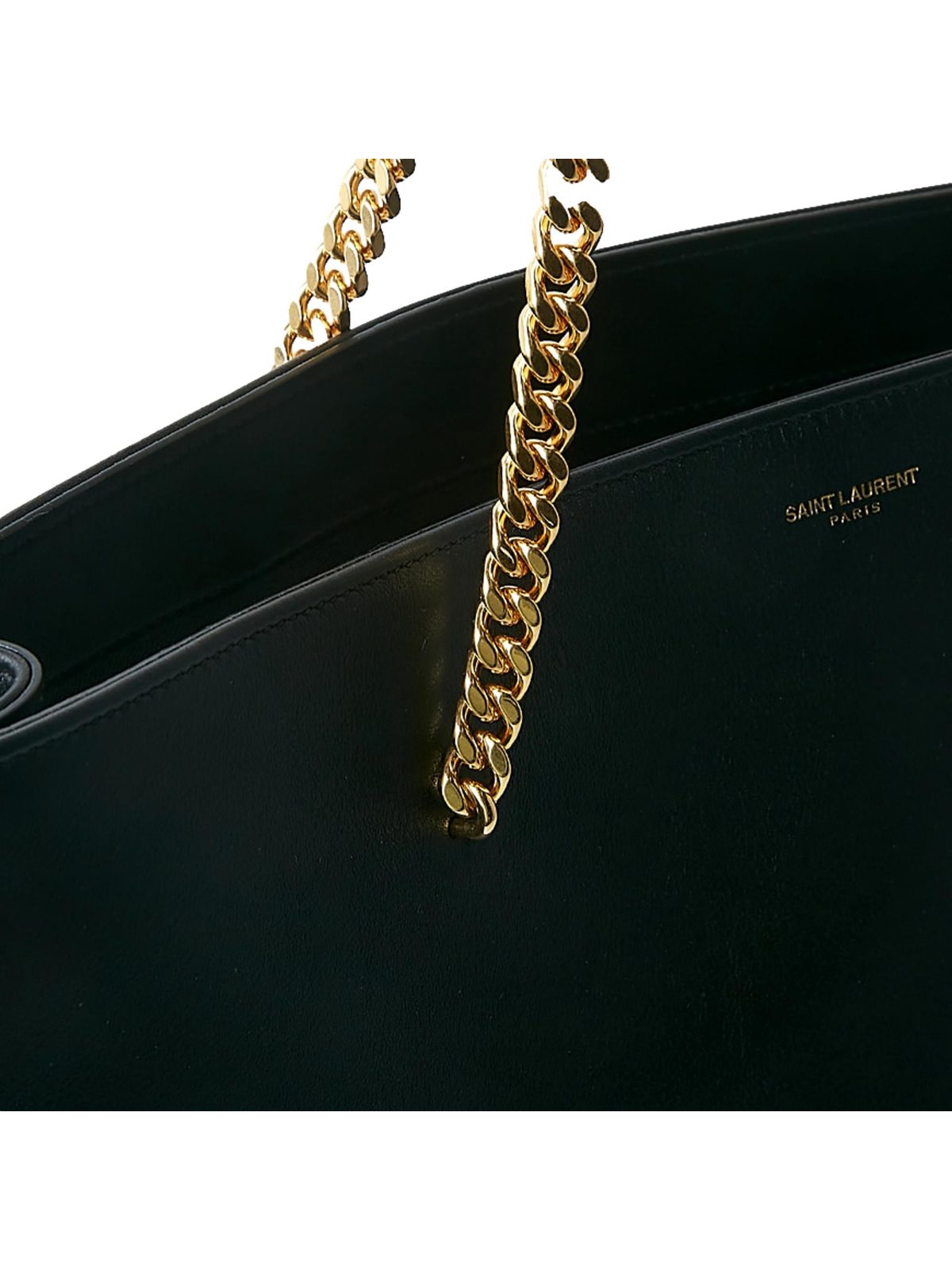 Saint Laurent Siena Ultra Lux Black Calf Leather Chain Shoulder Tote Bag