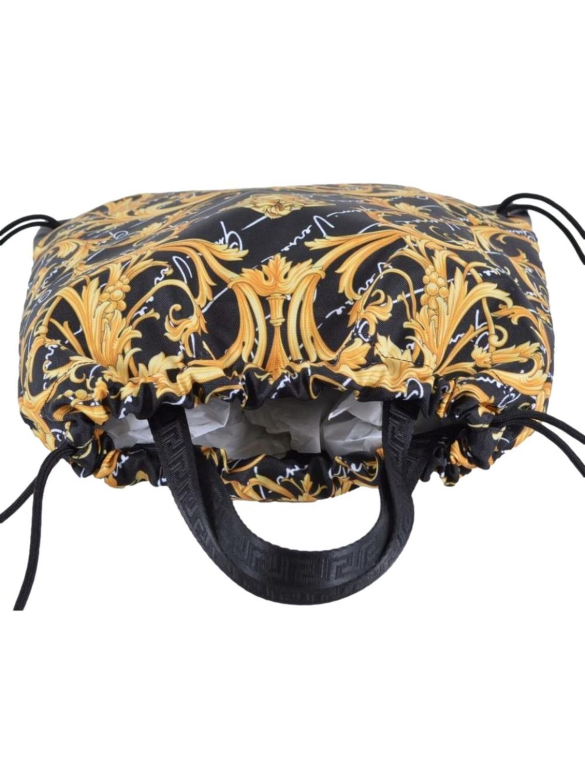 Versace Barocco Print Drawstring Backpack Black Nylon La Medusa Logo