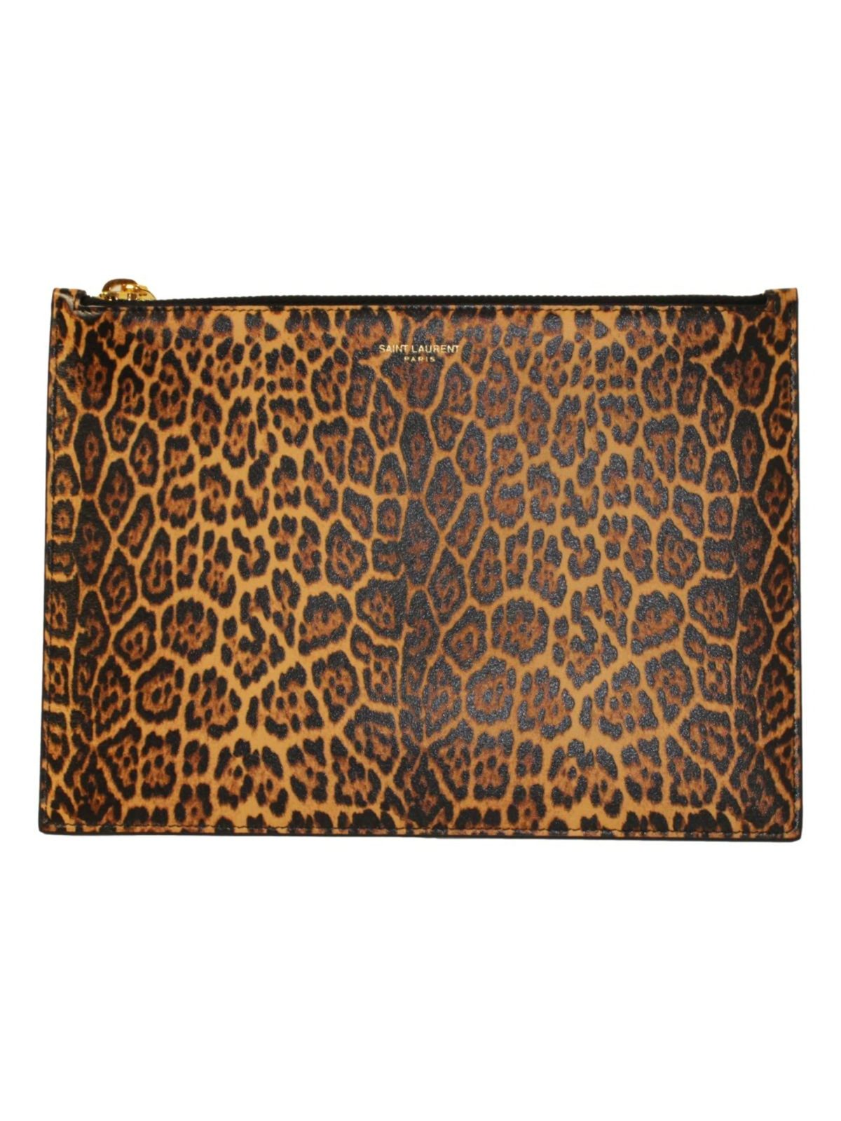 Saint Laurent Leopard Printed Calfskin Leather Medium Pouch